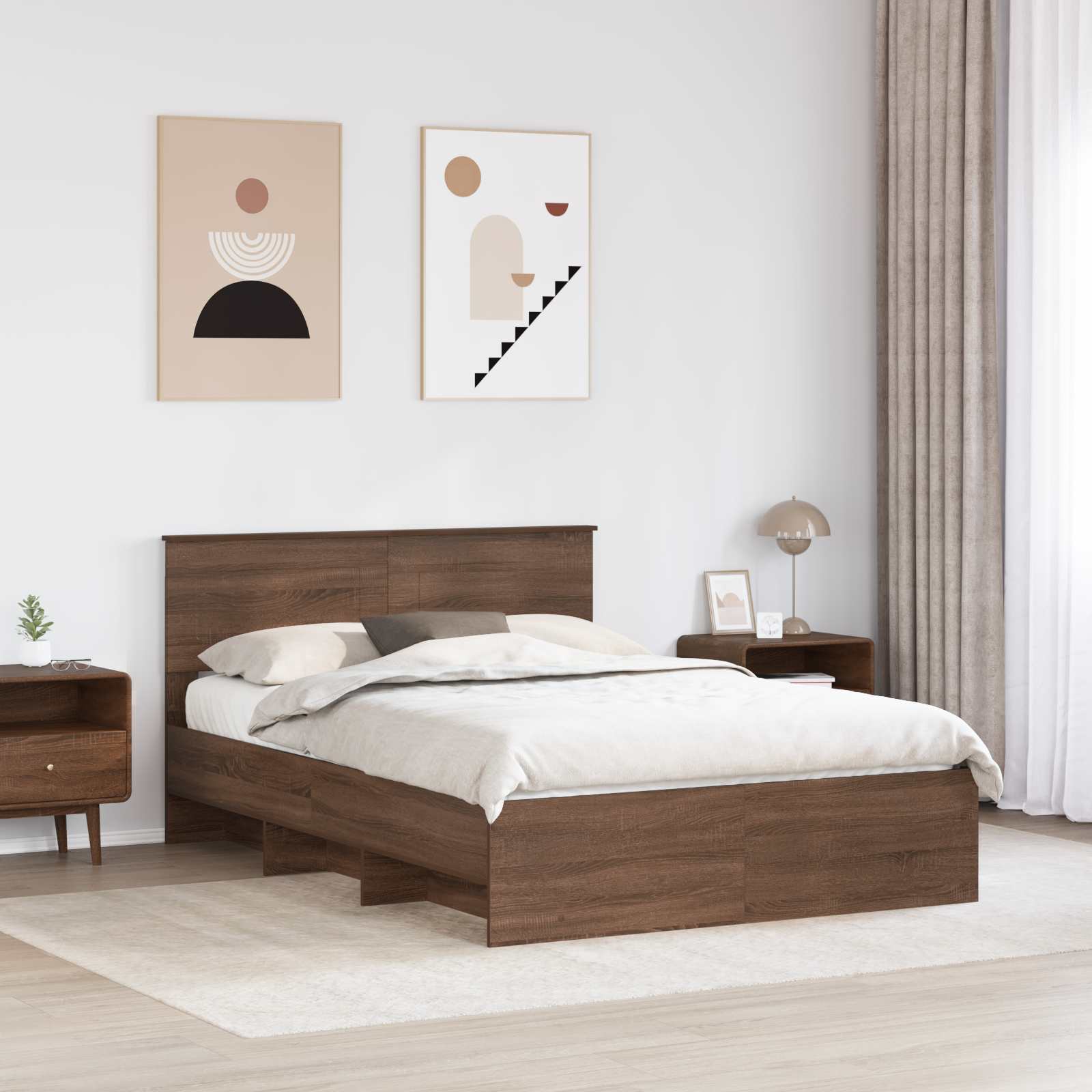 Cadre de lit Chêne brun 150 x 200 cm Bois d'ingénierie - XIOS