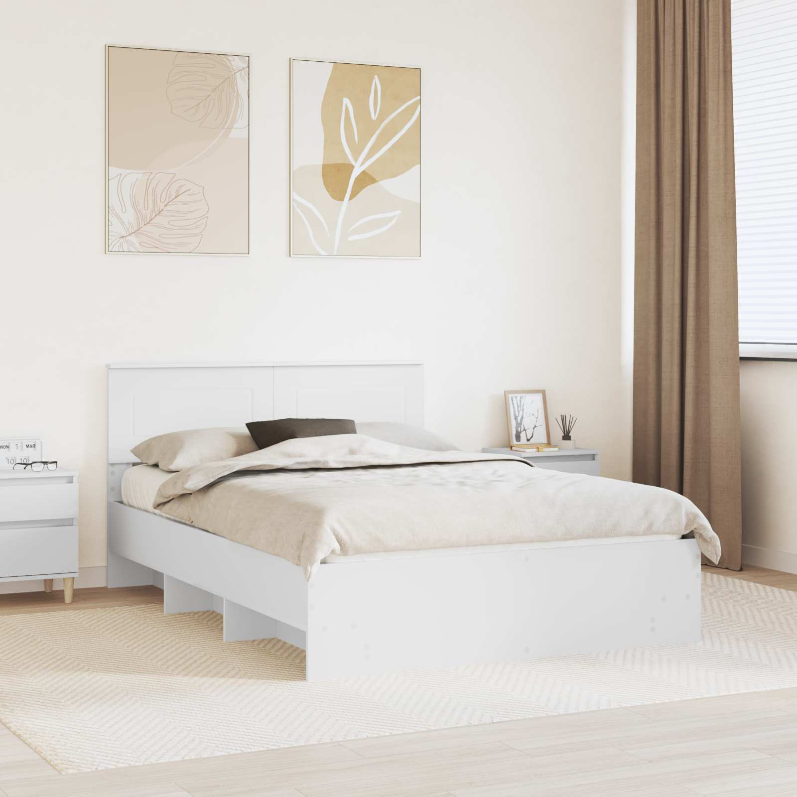 Cadre de lit Blanc 140 x 200 cm Bois d'ingénierie - XIOS