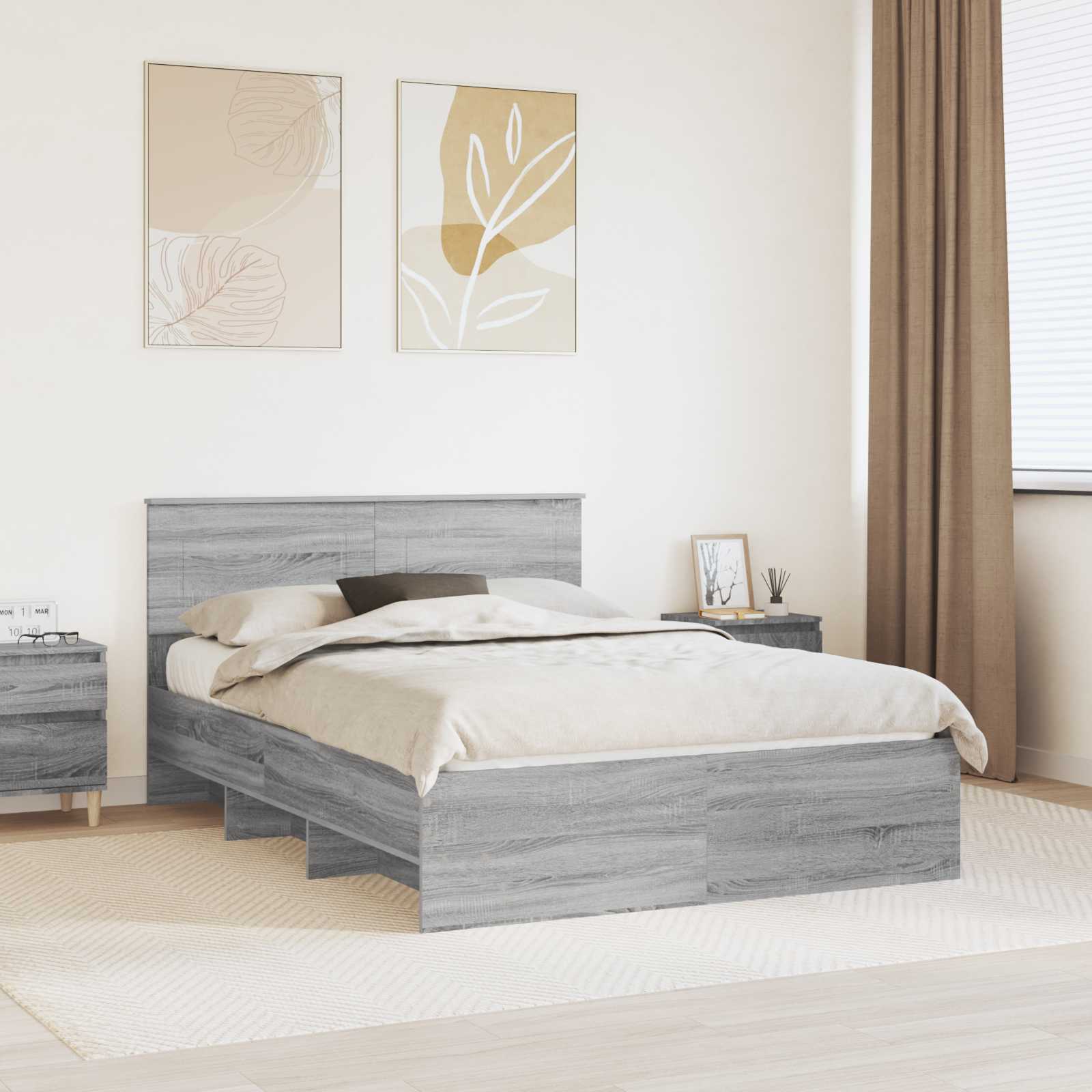 Cadre de lit Gris Sonoma 140 x 200 cm Bois d'ingénierie - XIOS