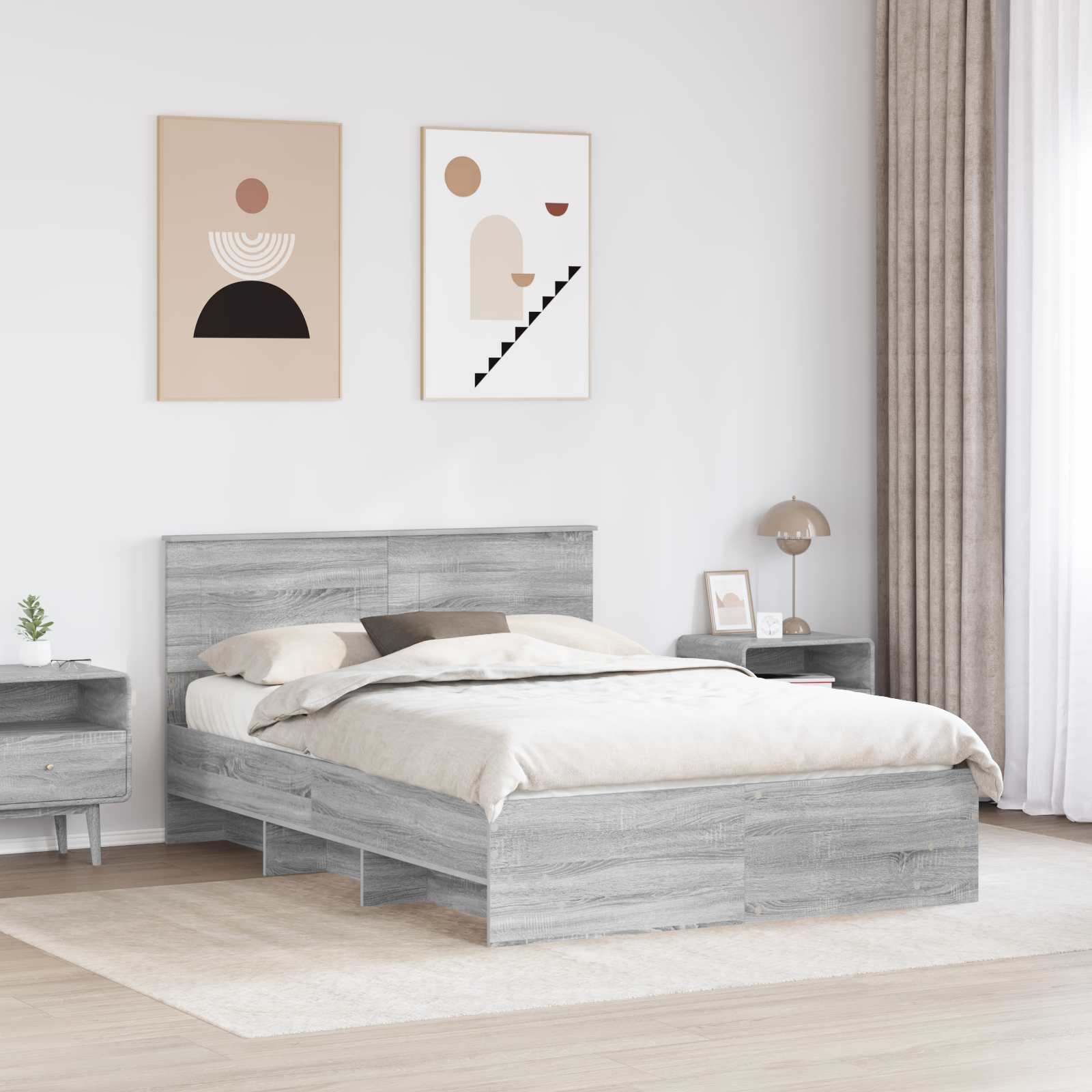 Cadre de lit Gris Sonoma 140 x 200 cm Bois d'ingénierie - XIOS