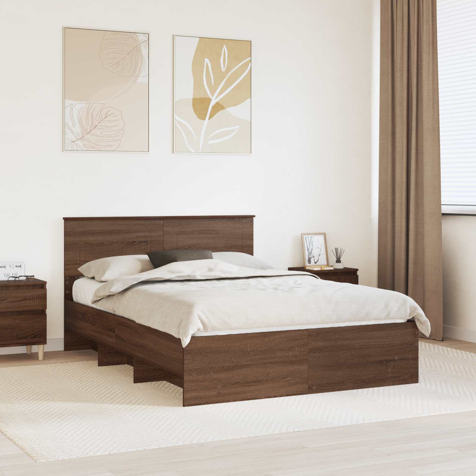 Cadre de lit Chêne brun 140 x 200 cm Bois d'ingénierie - XIOS