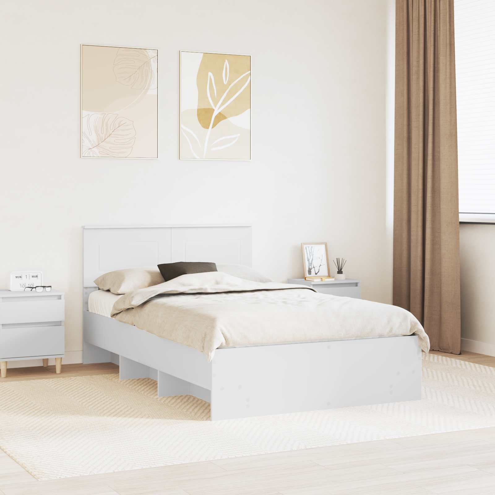 Cadre de lit Blanc 137 x 203 cm Bois d'ingénierie - XIOS
