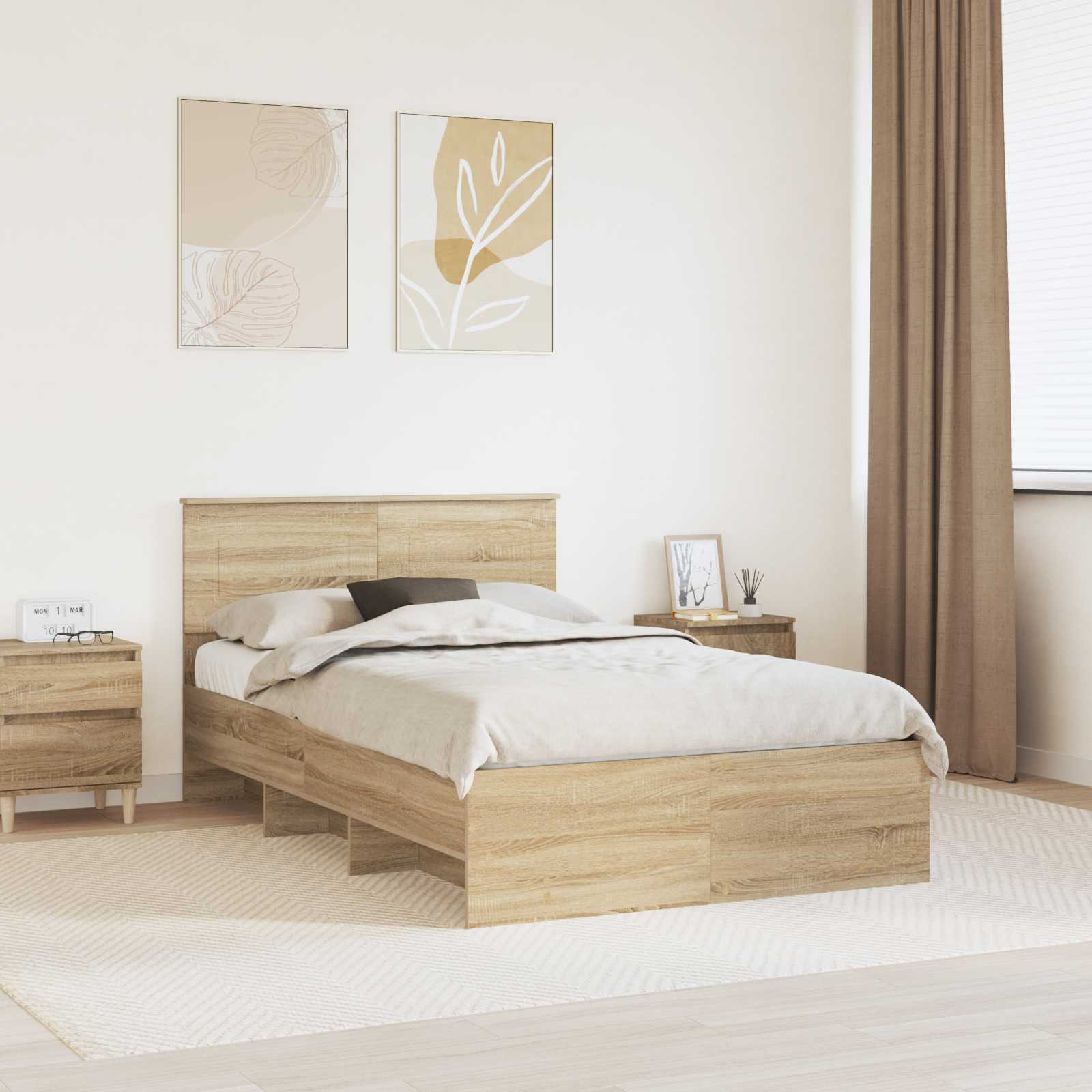 Cadre de lit Chêne Sonoma 137 x 203 cm Bois d'ingénierie - XIOS