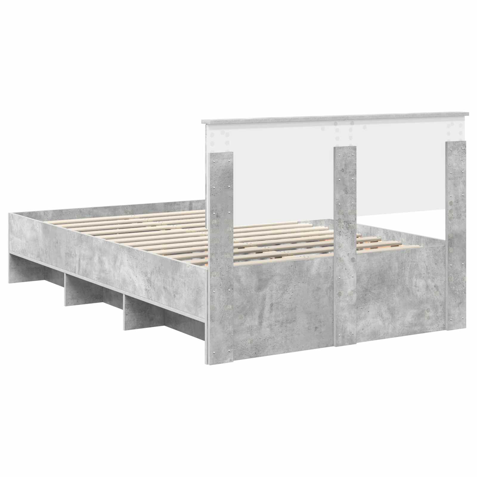 Cadre de lit Gris béton 120 x 123 cm Bois d'ingénierie - XIOS