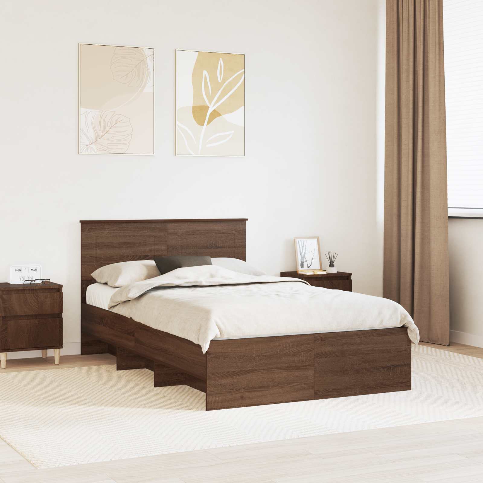 Cadre de lit Chêne brun 120 x 123 cm Bois d'ingénierie - XIOS