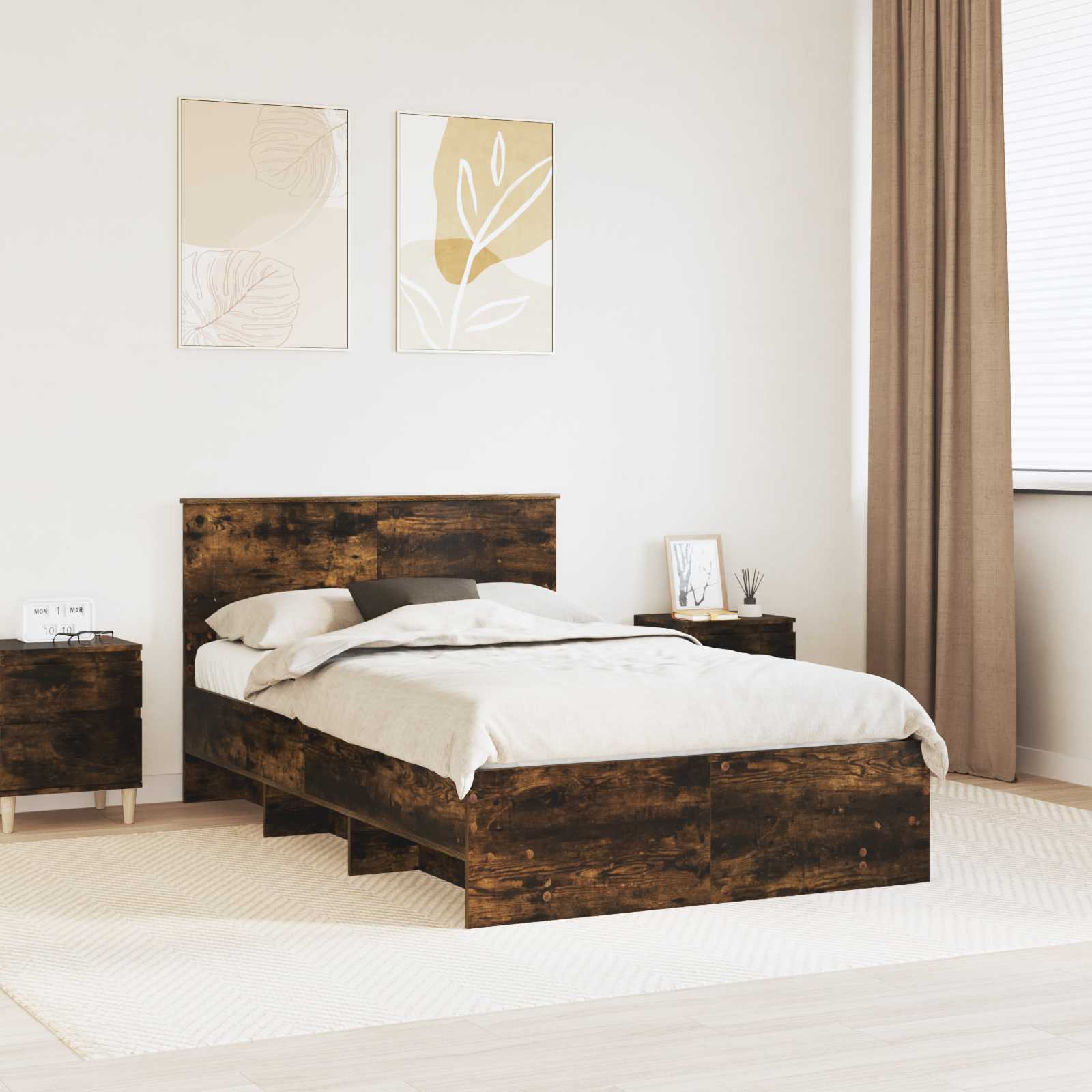 Cadre de lit Chêne fumé 120 x 123 cm Bois d'ingénierie - XIOS