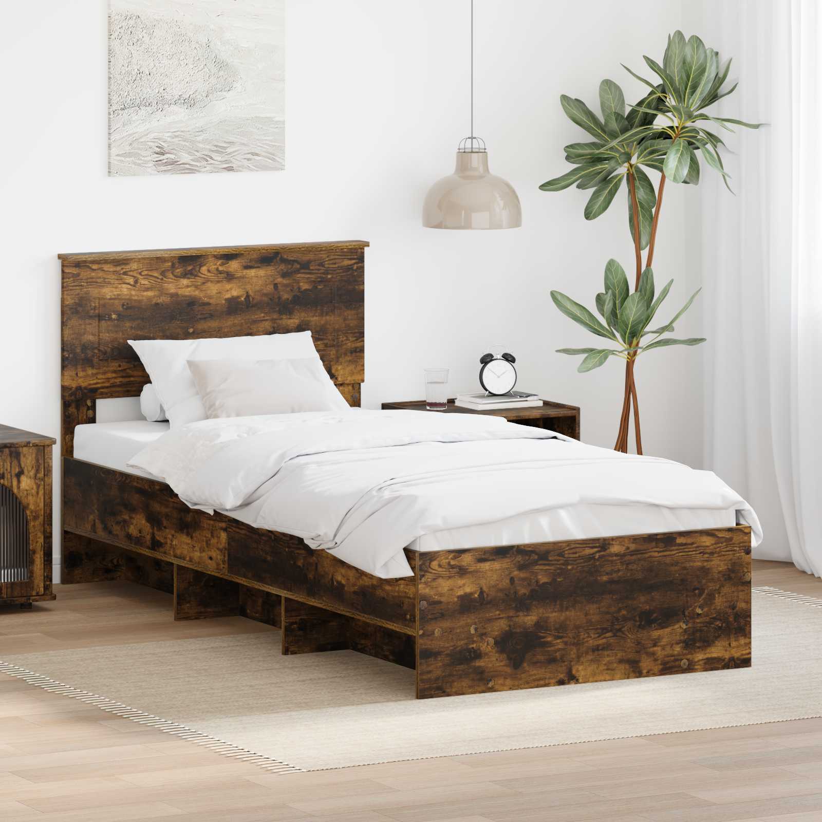 Cadre de lit Chêne fumé 120 x 123 cm Bois d'ingénierie - XIOS