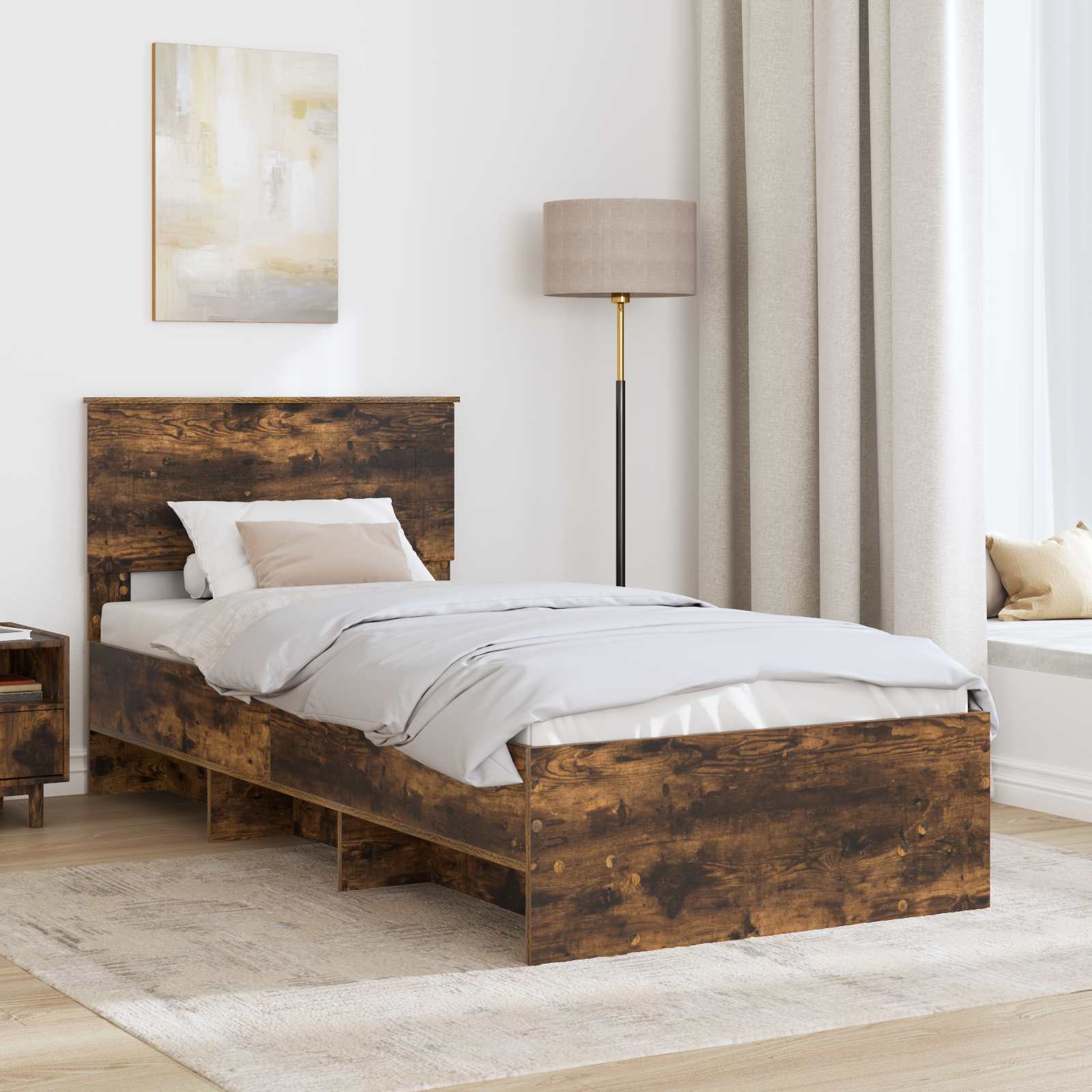 Cadre de lit Chêne fumé 120 x 123 cm Bois d'ingénierie - XIOS