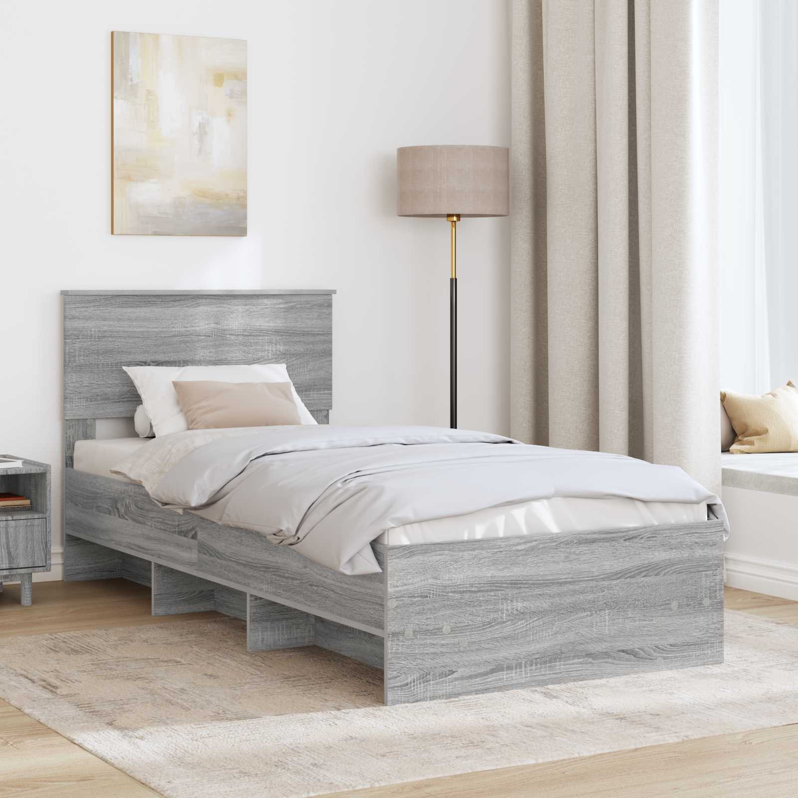 Cadre de lit Gris Sonoma 120 x 123 cm Bois d'ingénierie - XIOS