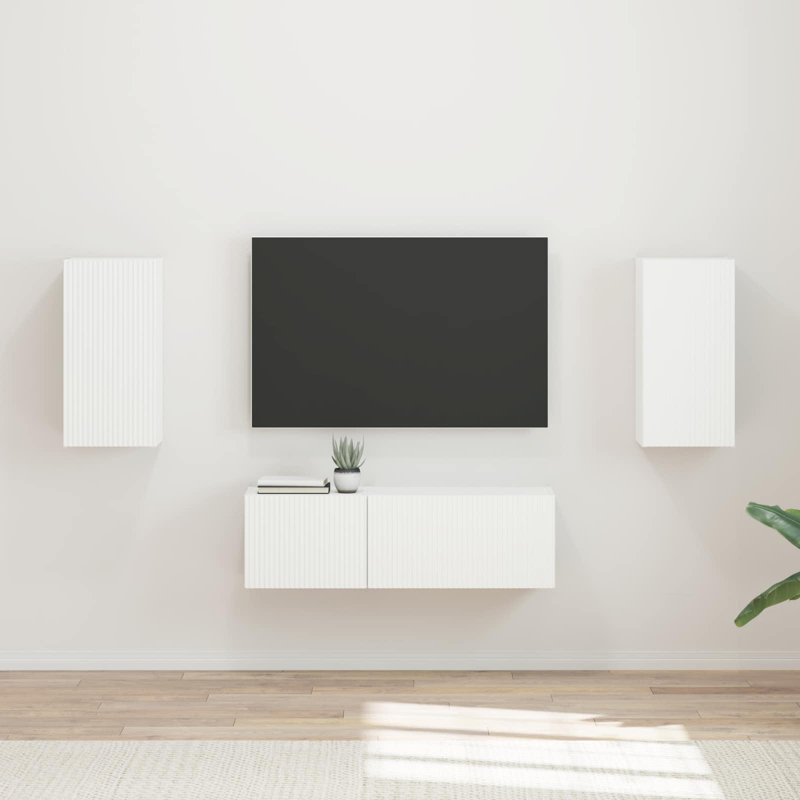 Ensemble de meuble TV mural 4 pcs Blanc Bois d'ingénierie - XIOS