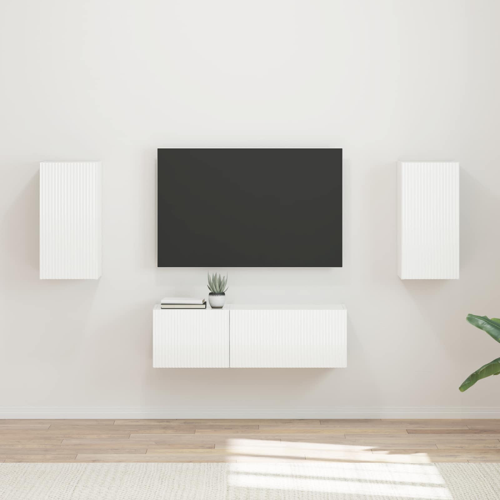 Ensemble de meuble TV mural Montage mural 4 pcs Blanc brillant - XIOS