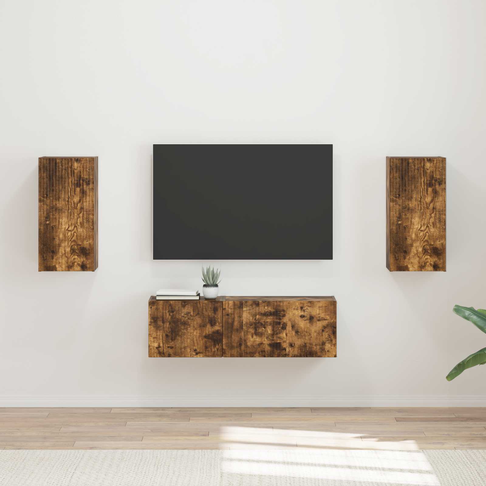 Ensemble de meuble TV mural 4 pcs Chêne fumé Bois d'ingénierie - XIOS