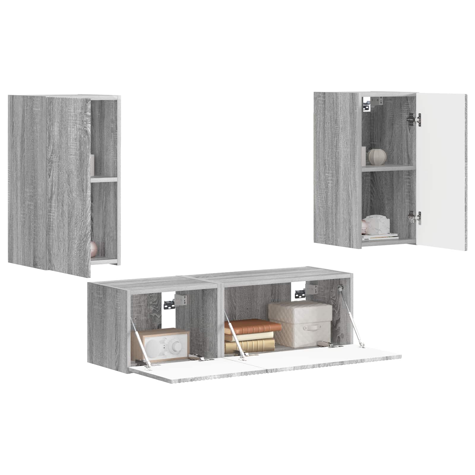 Ensemble de meuble TV mural 4 pcs Gris Sonoma Bois d'ingénierie - XIOS