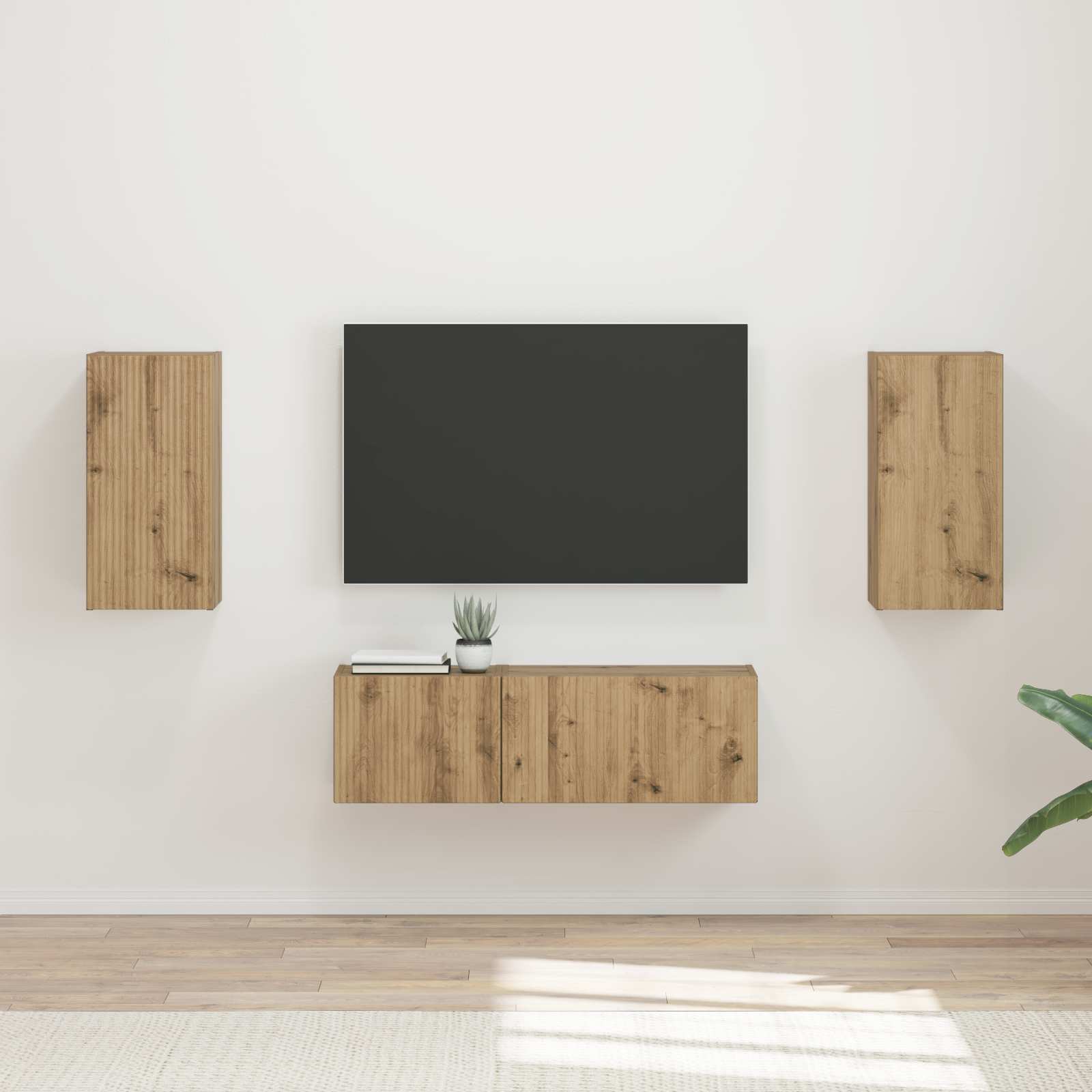 Ensemble de meuble TV mural Montage mural 4 pcs Chêne artisanal - XIOS