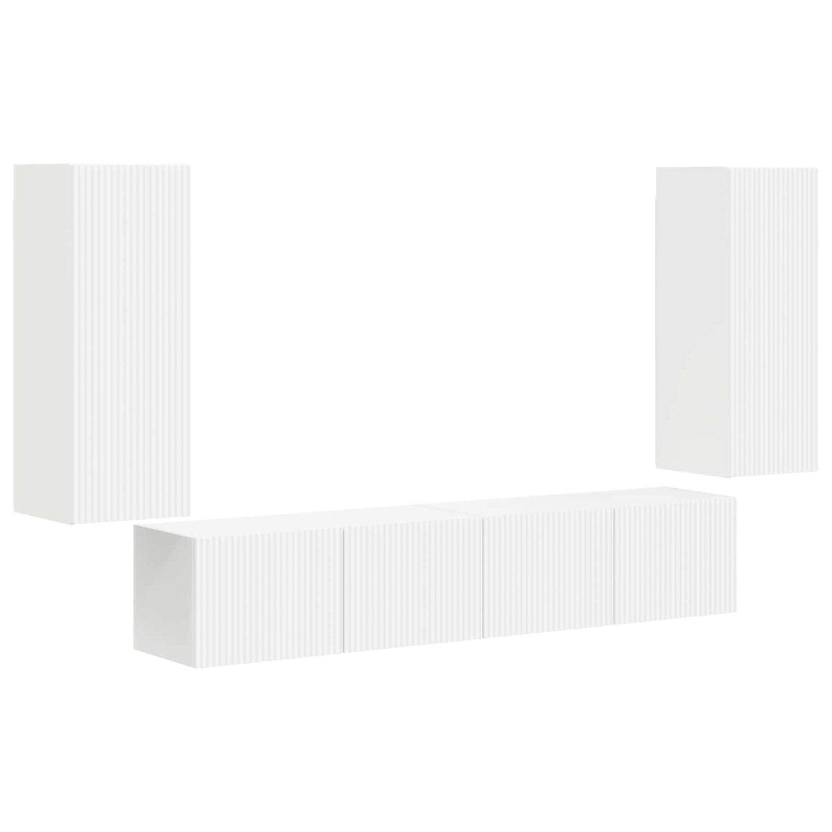 Ensemble de meuble TV mural 4 pc Blanc Bois d'ingénierie