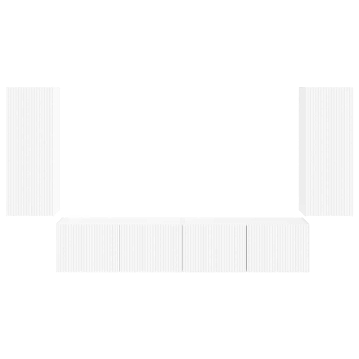 Ensemble de meuble TV mural 4 pc Blanc Bois d'ingénierie