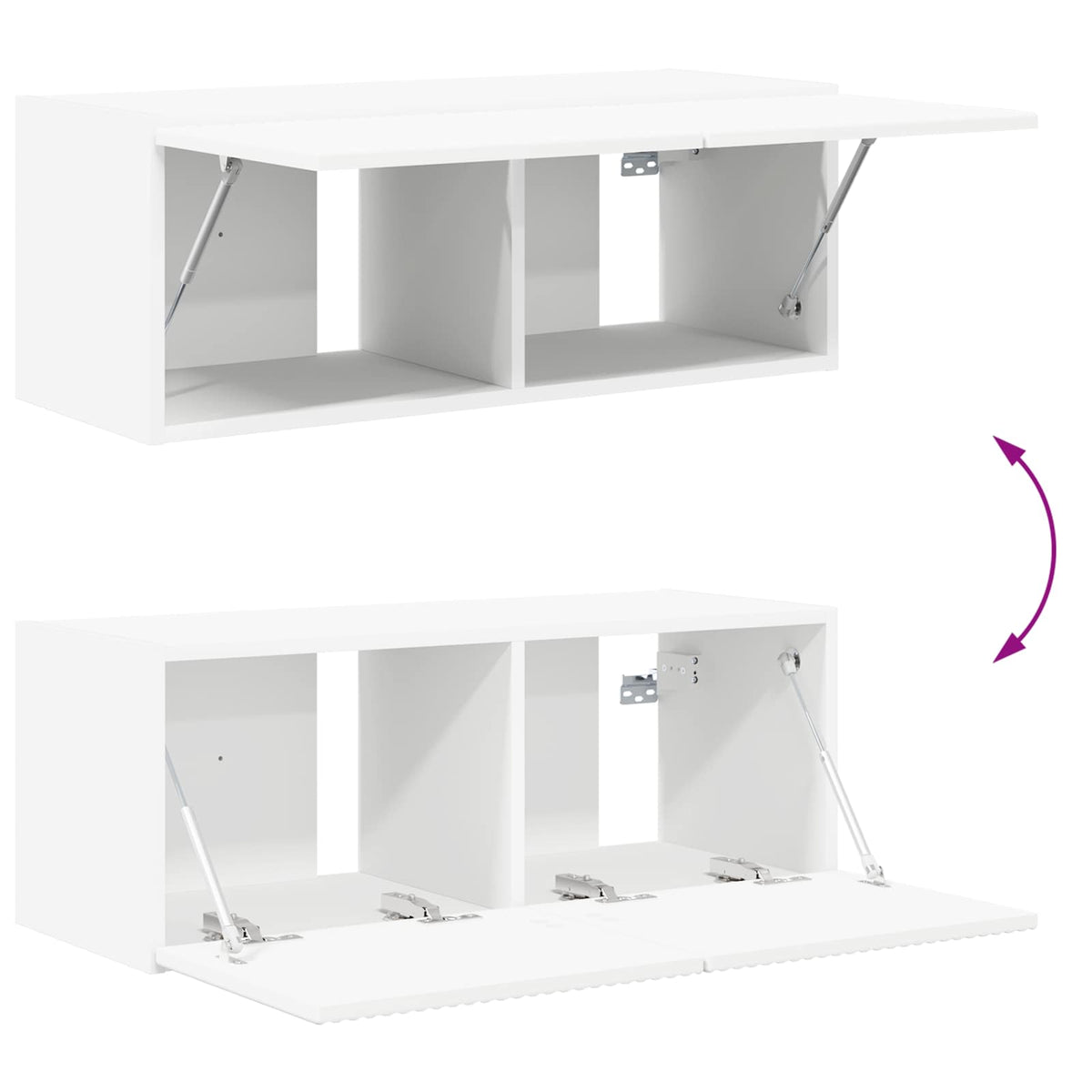 Ensemble de meuble TV mural 4 pc Blanc Bois d'ingénierie