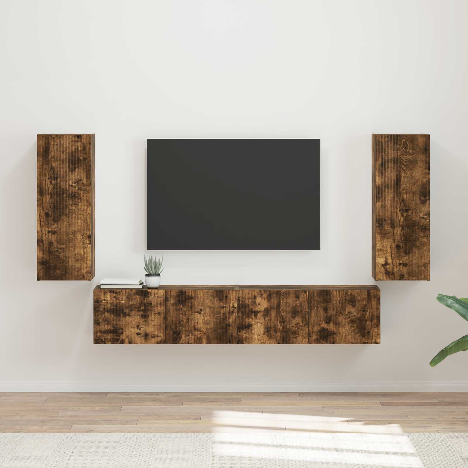 Ensemble de meuble TV mural 4 pcs Chêne fumé Bois d'ingénierie - XIOS