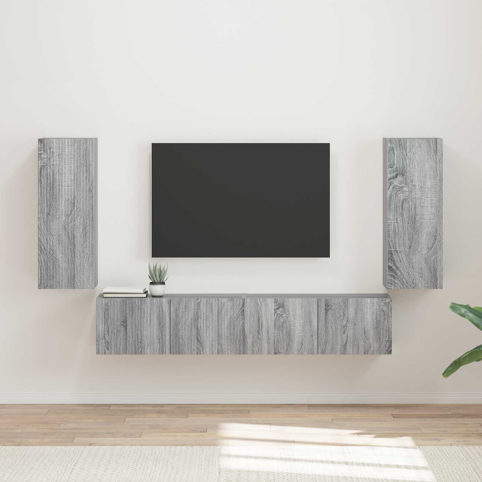 Ensemble de meuble TV mural 4 pcs Gris Sonoma Bois d'ingénierie - XIOS