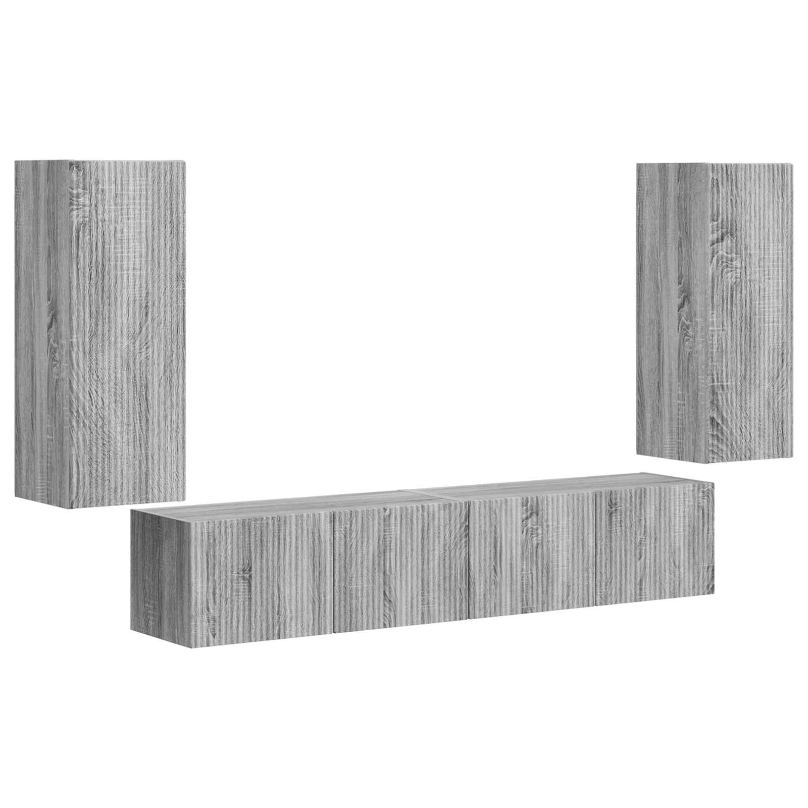 Ensemble de meuble TV mural 4 pcs Gris Sonoma Bois d'ingénierie - XIOS