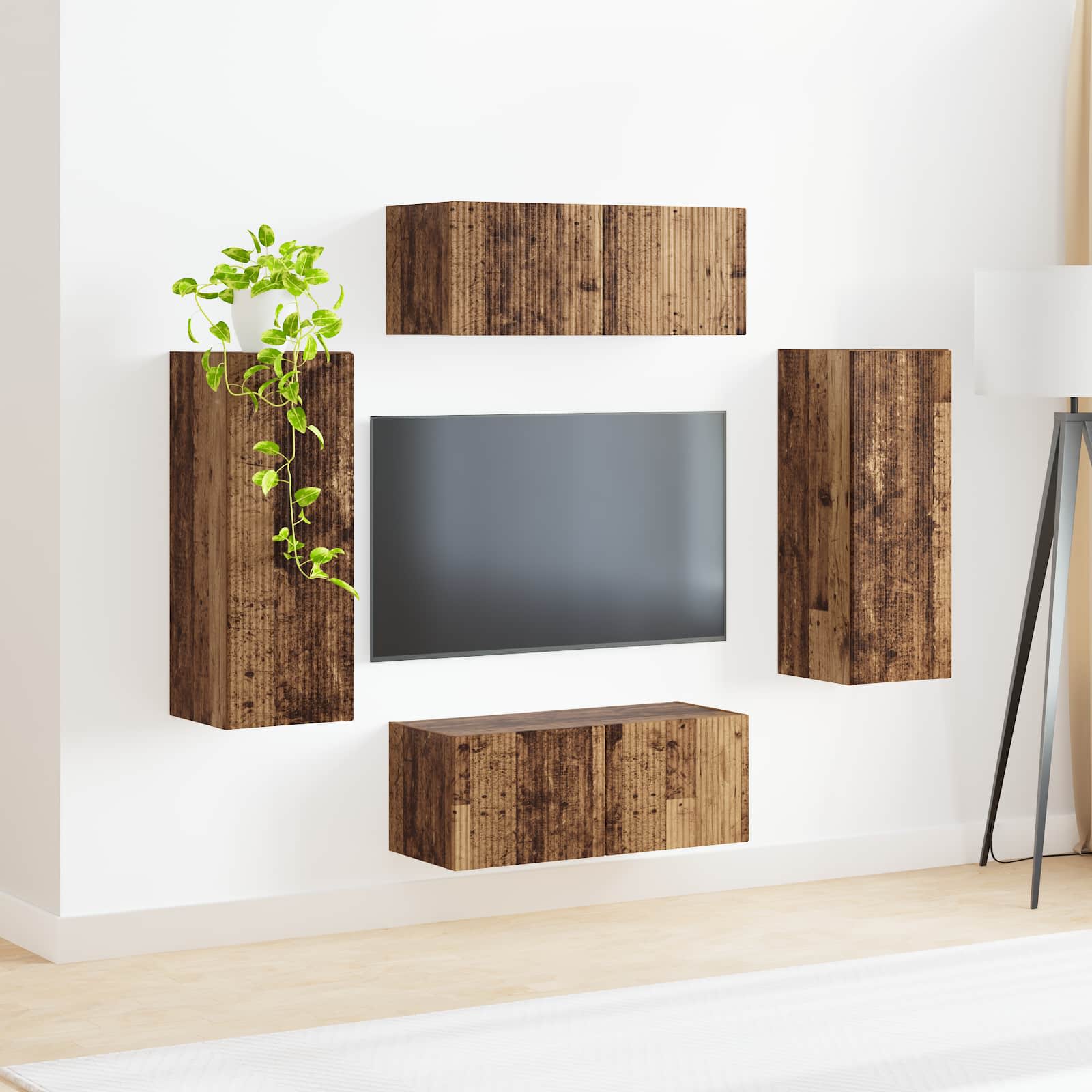 Ensemble de meuble TV mural 4 pcs Bois ancien Bois d'ingénierie - XIOS