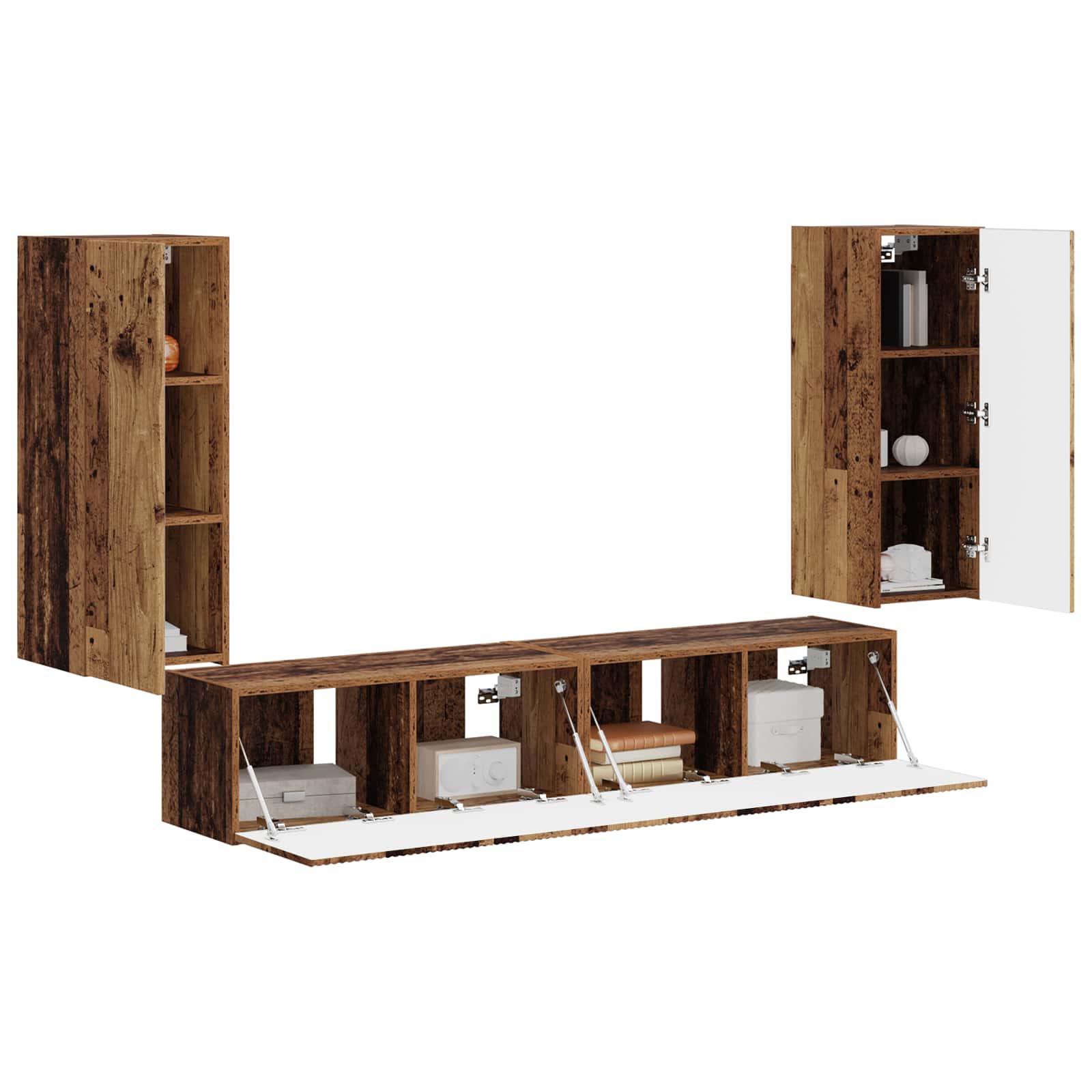 Ensemble de meuble TV mural 4 pcs Bois ancien Bois d'ingénierie - XIOS