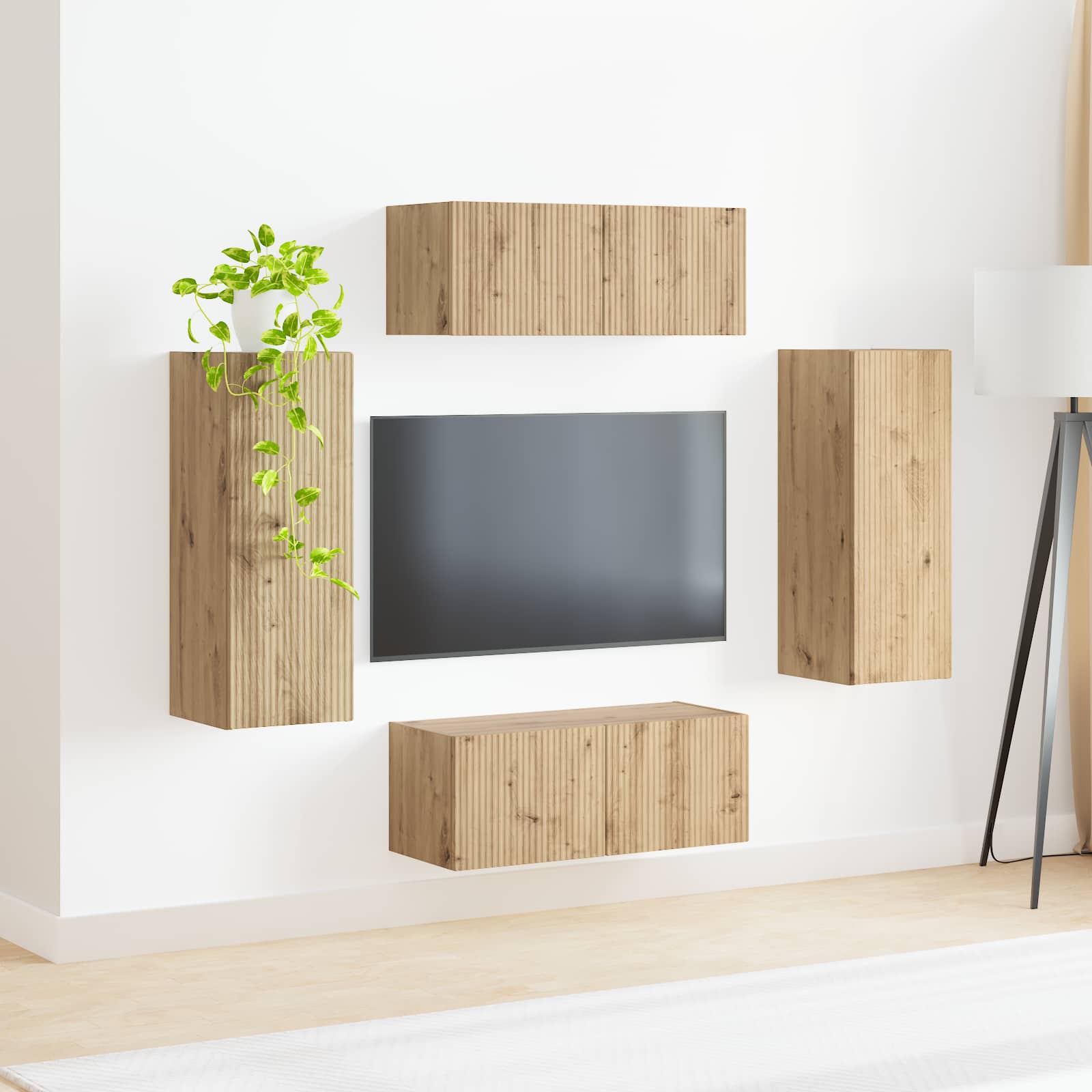 Ensemble de meuble TV mural Montage mural 4 pcs Chêne artisanal - XIOS