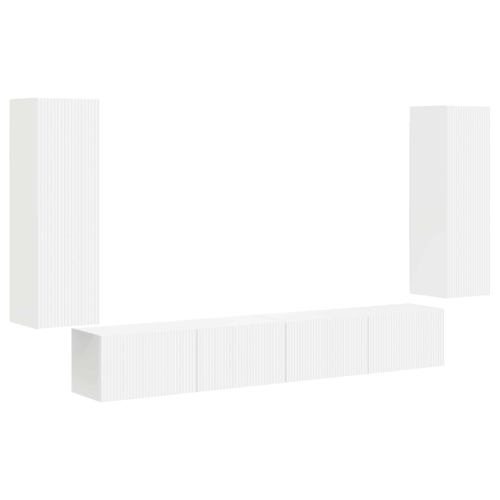 Ensemble de meuble TV mural 4 pc Blanc Bois d'ingénierie