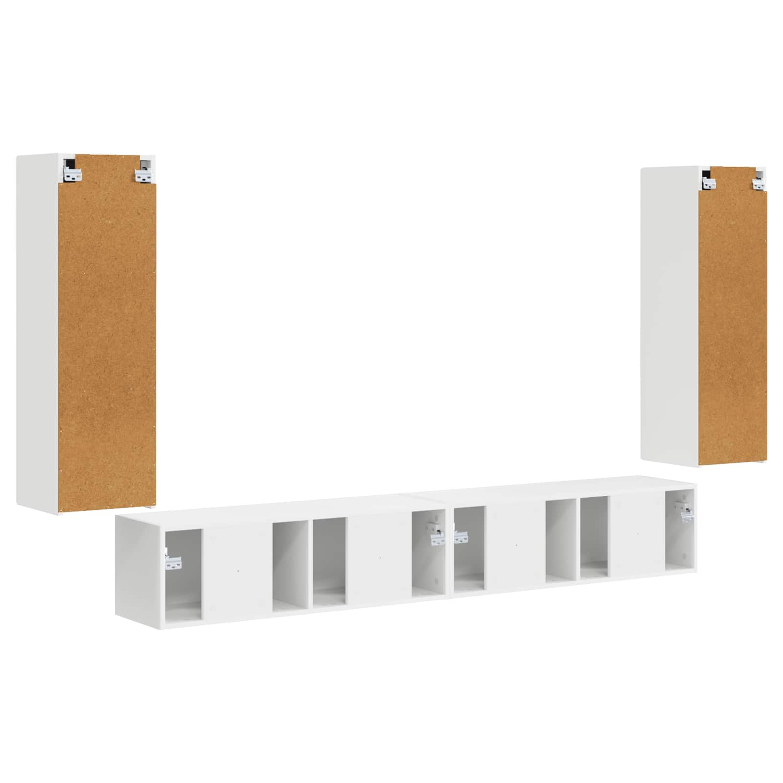 Ensemble de meuble TV mural 4 pc Blanc Bois d'ingénierie