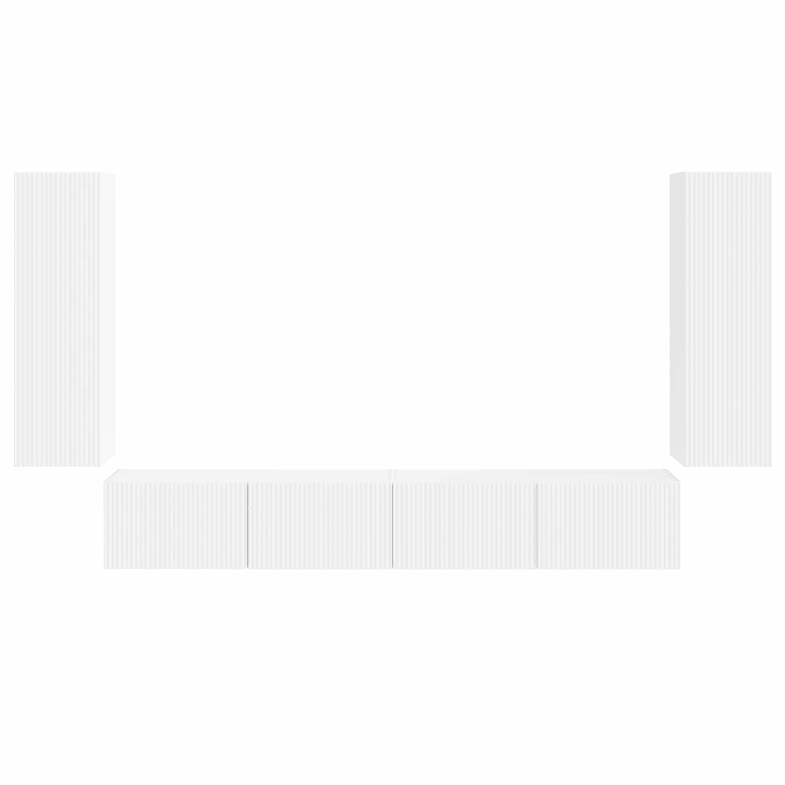 Ensemble de meuble TV mural 4 pc Blanc Bois d'ingénierie