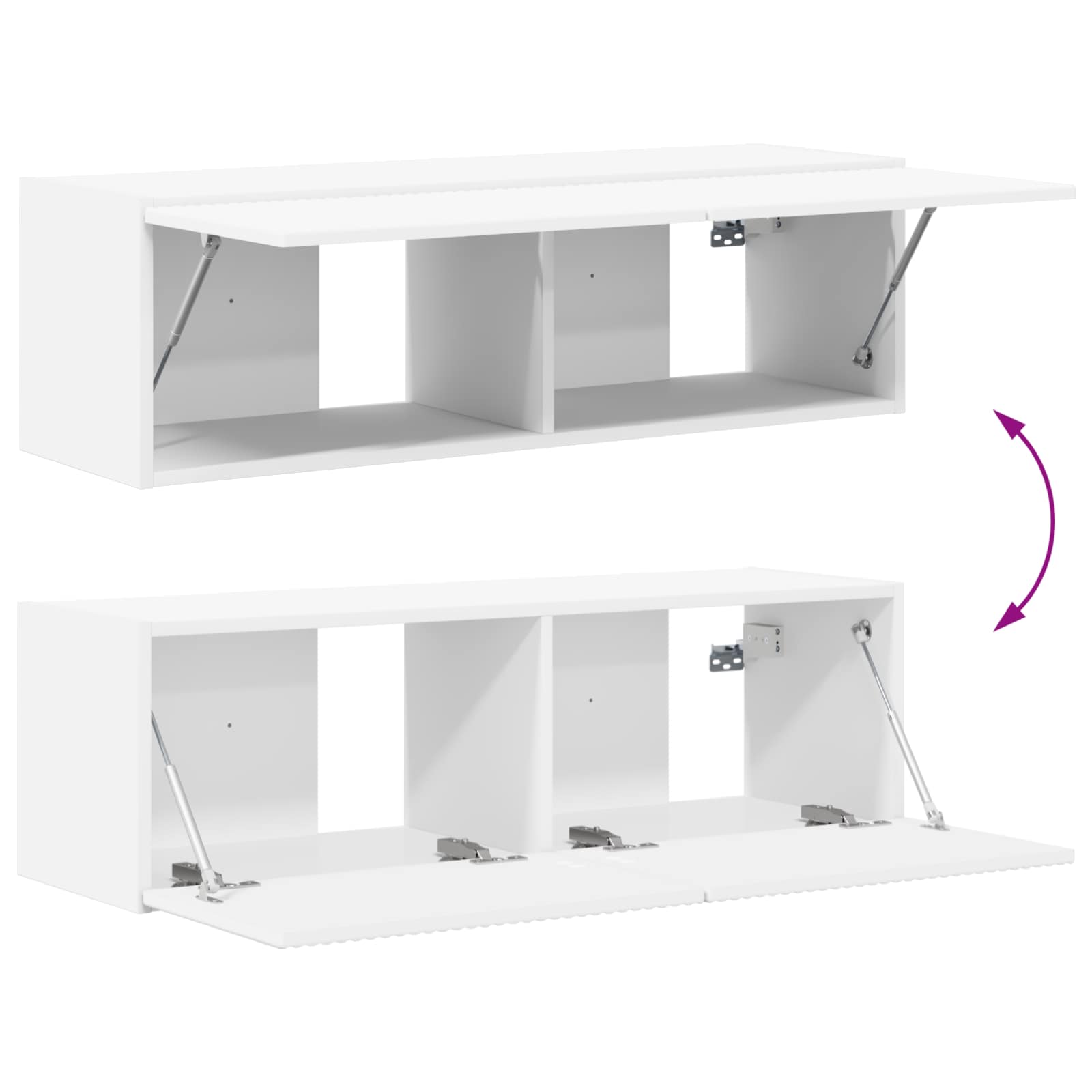 Ensemble de meuble TV mural 4 pc Blanc Bois d'ingénierie