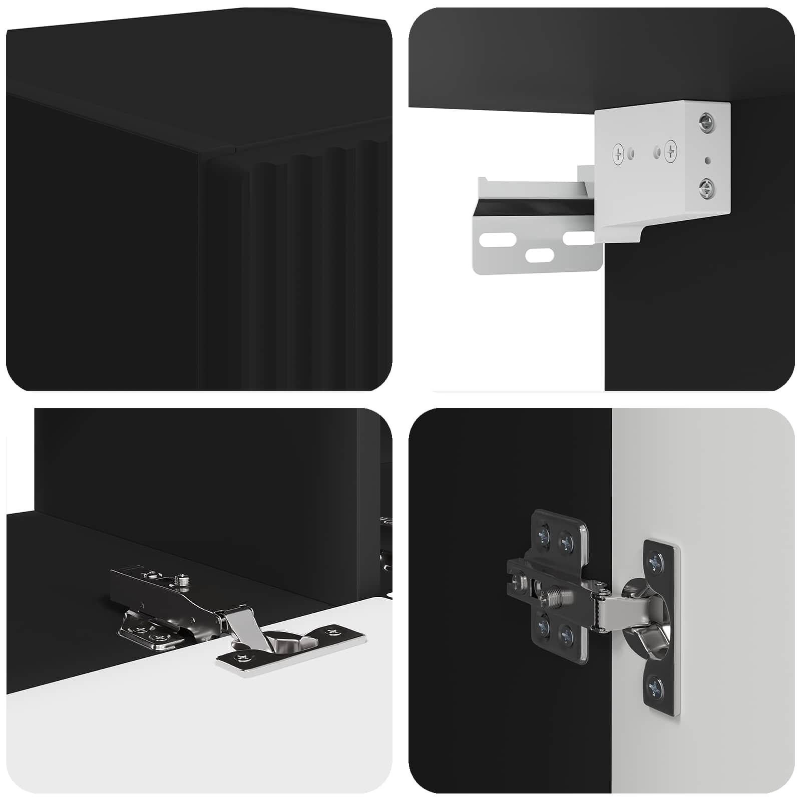 Ensemble de meuble TV mural 4 pc Noir Bois d'ingénierie