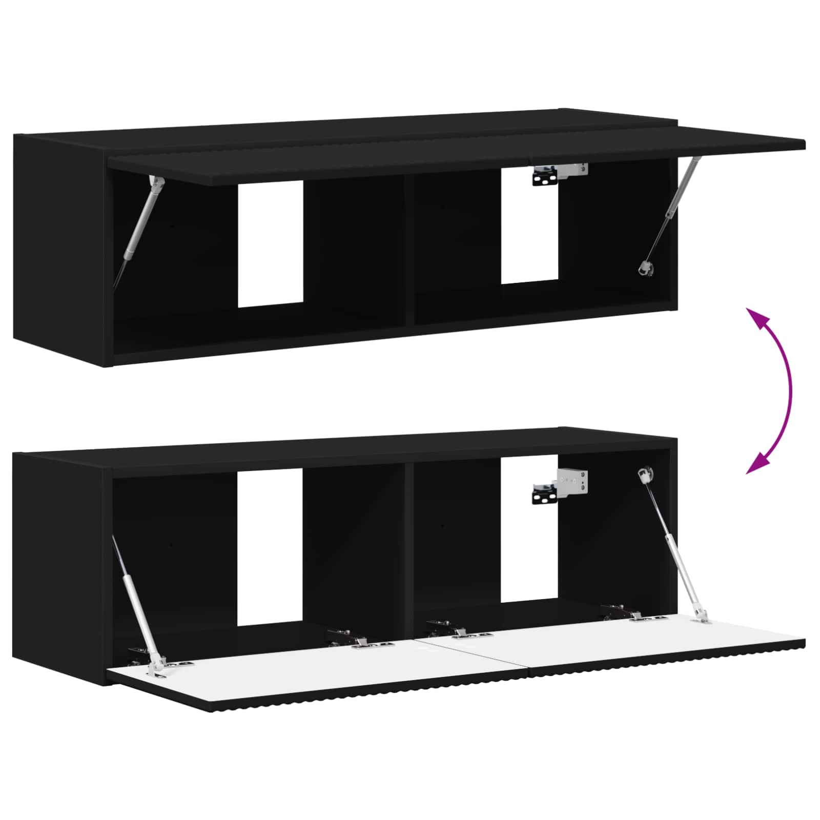 Ensemble de meuble TV mural 4 pc Noir Bois d'ingénierie