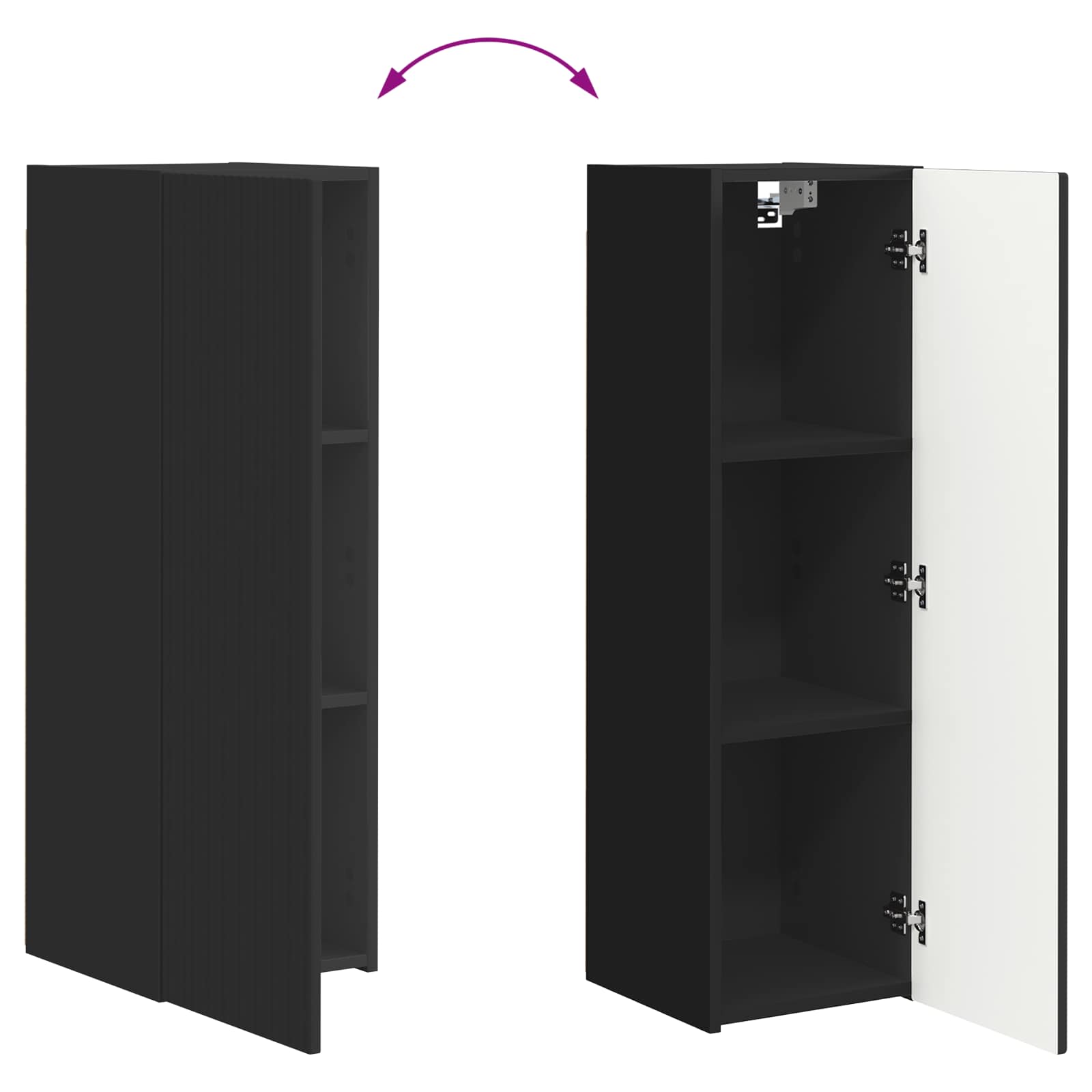 Ensemble de meuble TV mural 4 pc Noir Bois d'ingénierie
