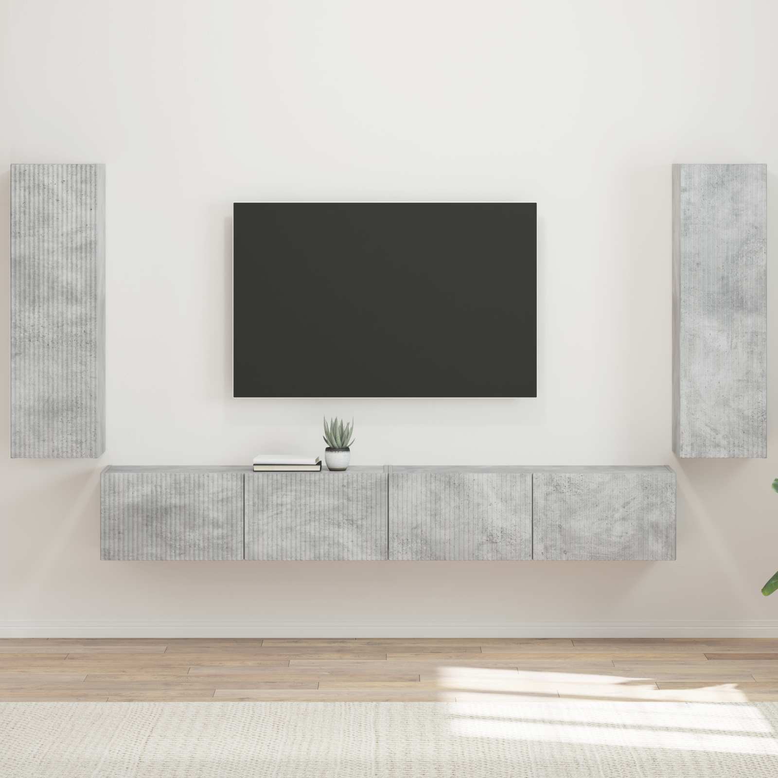 Ensemble de meuble TV mural 4 pcs Gris béton Bois d'ingénierie - XIOS
