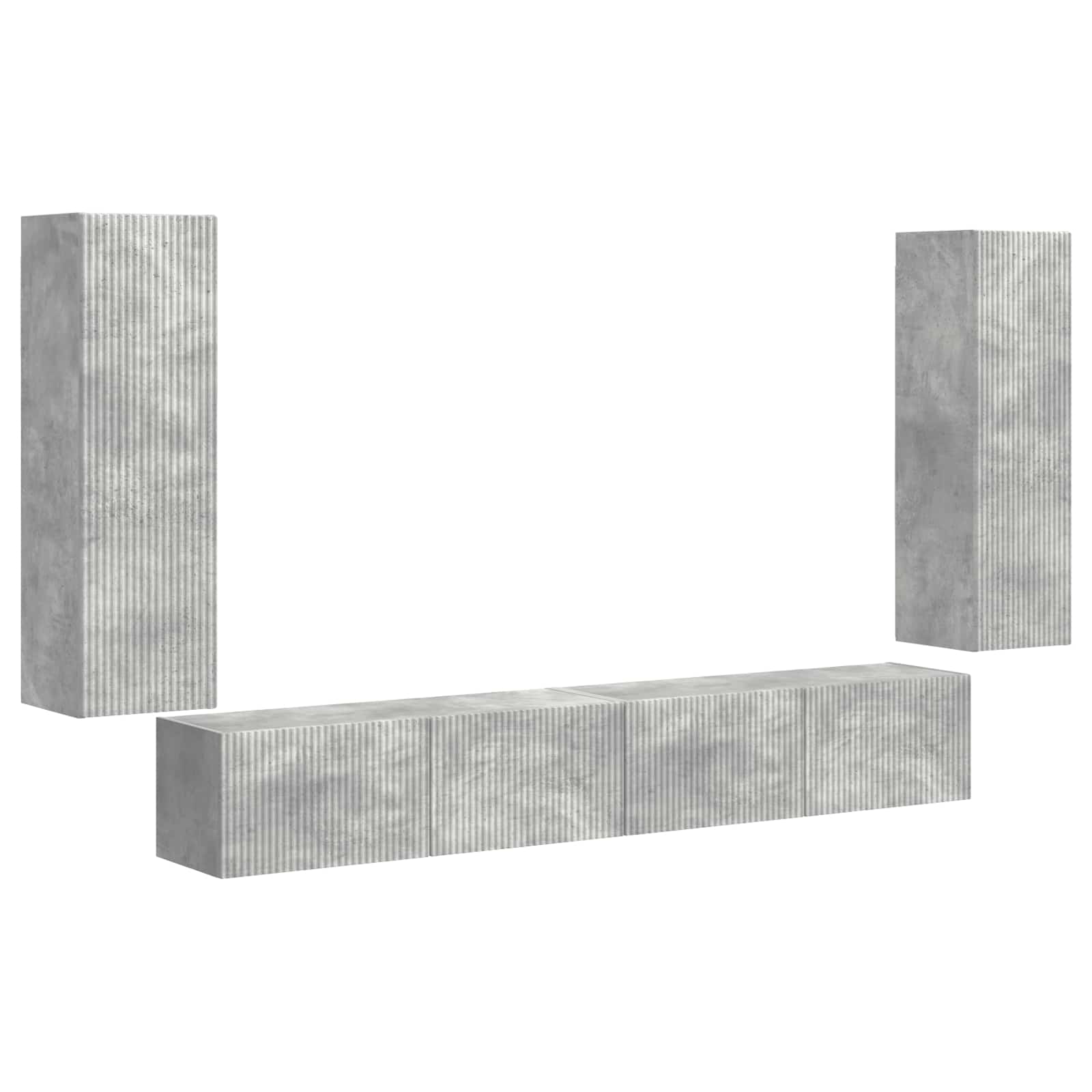 Ensemble de meuble TV mural 4 pcs Gris béton Bois d'ingénierie - XIOS