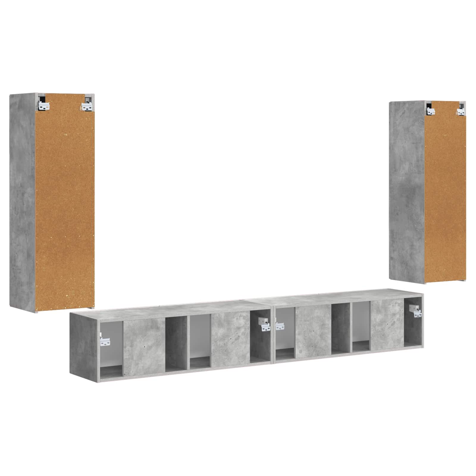 Ensemble de meuble TV mural 4 pcs Gris béton Bois d'ingénierie - XIOS