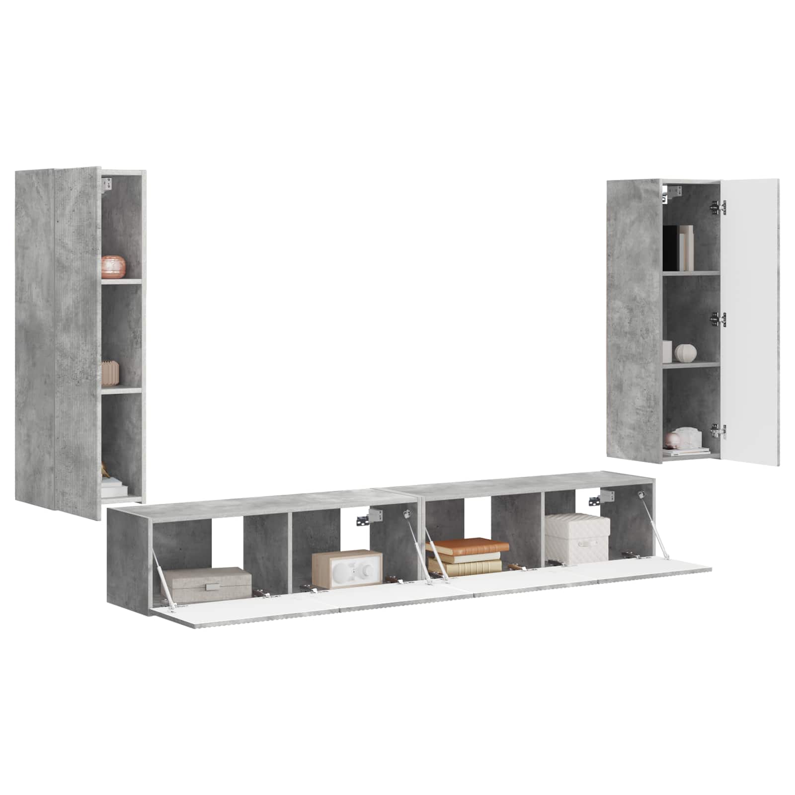 Ensemble de meuble TV mural 4 pcs Gris béton Bois d'ingénierie - XIOS