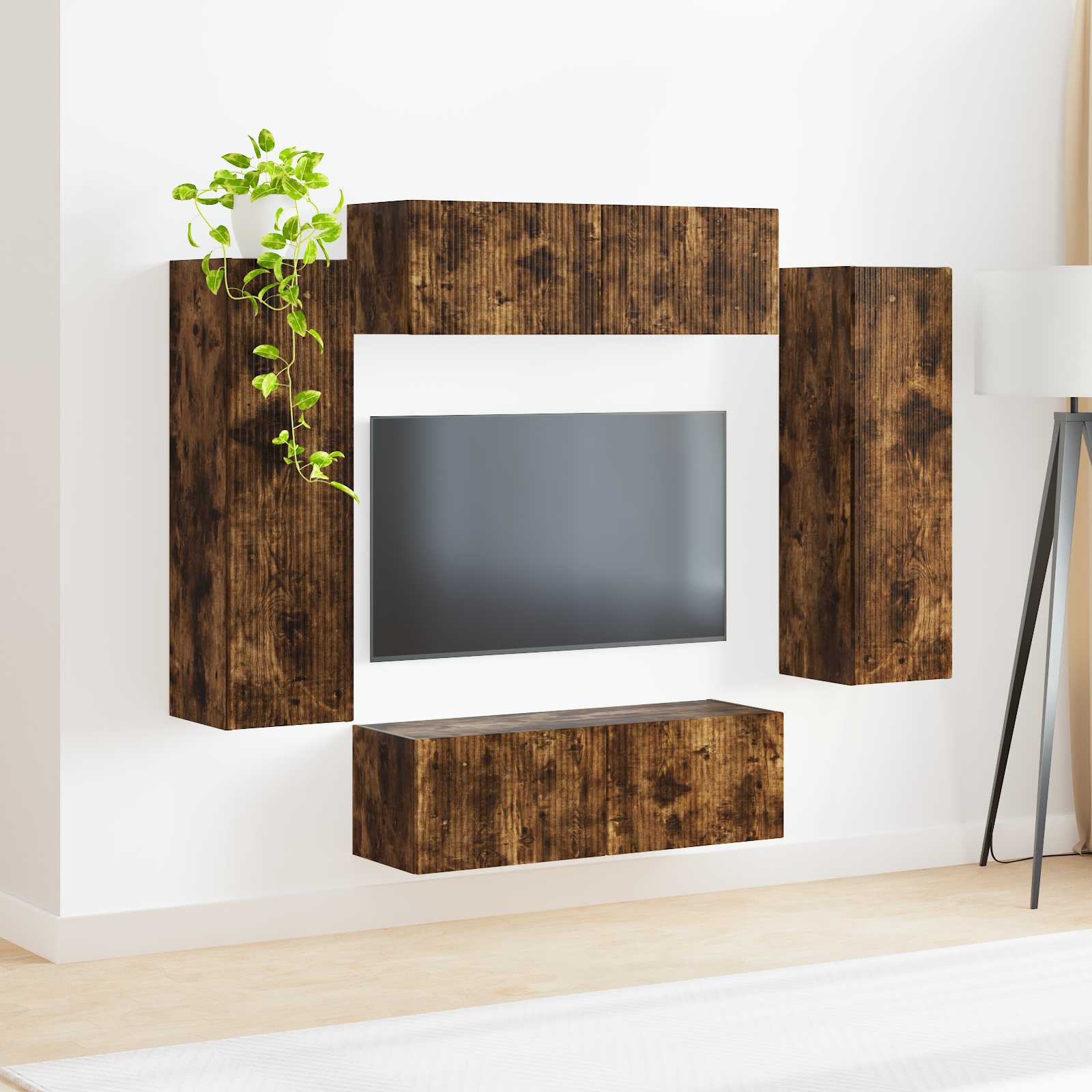Ensemble de meuble TV mural 4 pcs Chêne fumé Bois d'ingénierie - XIOS