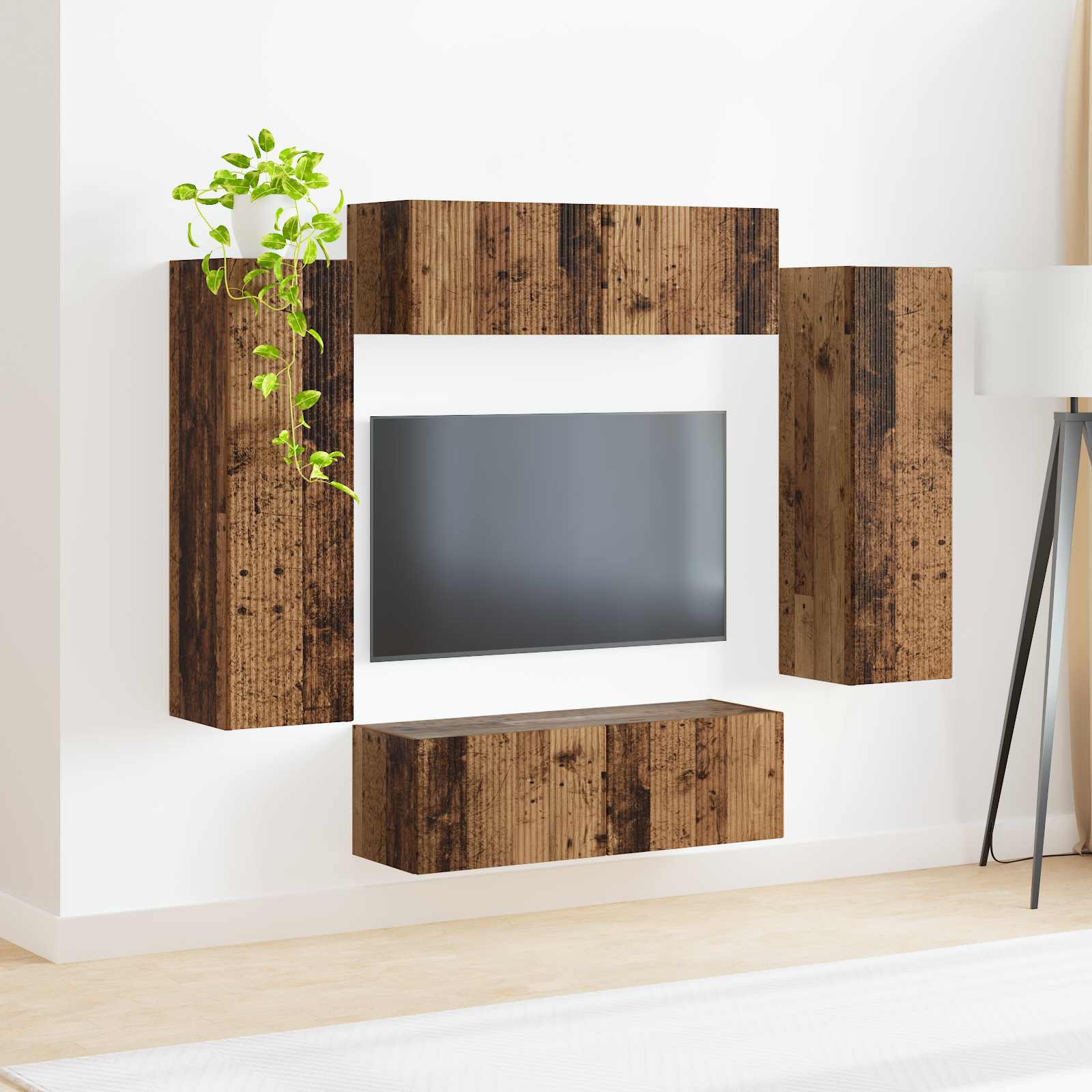 Ensemble de meuble TV mural 4 pcs Bois ancien Bois d'ingénierie - XIOS