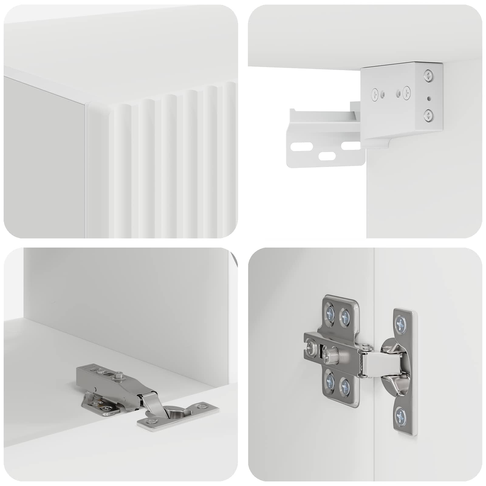 Ensemble de meuble TV mural 4 pc Blanc Bois d'ingénierie