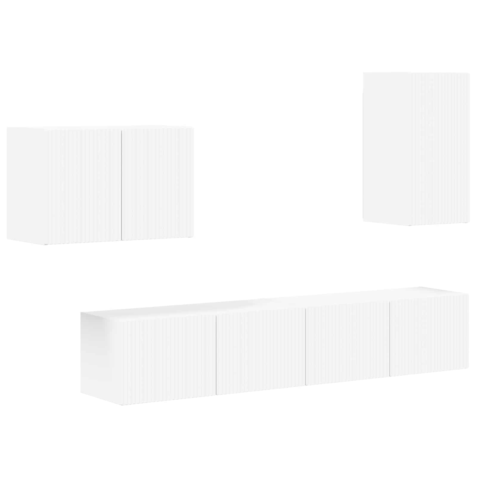 Ensemble de meuble TV mural 4 pc Blanc Bois d'ingénierie