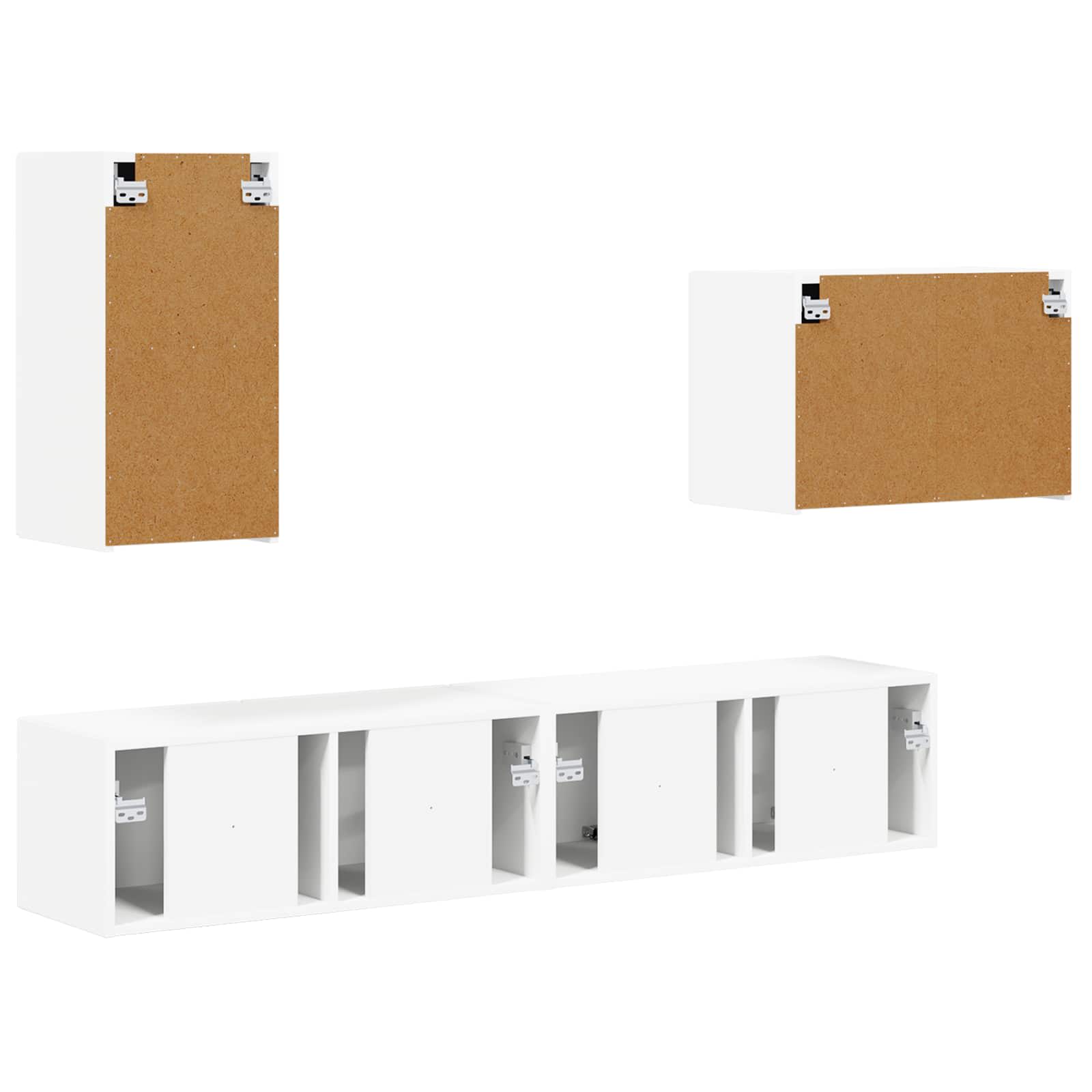 Ensemble de meuble TV mural 4 pc Blanc Bois d'ingénierie
