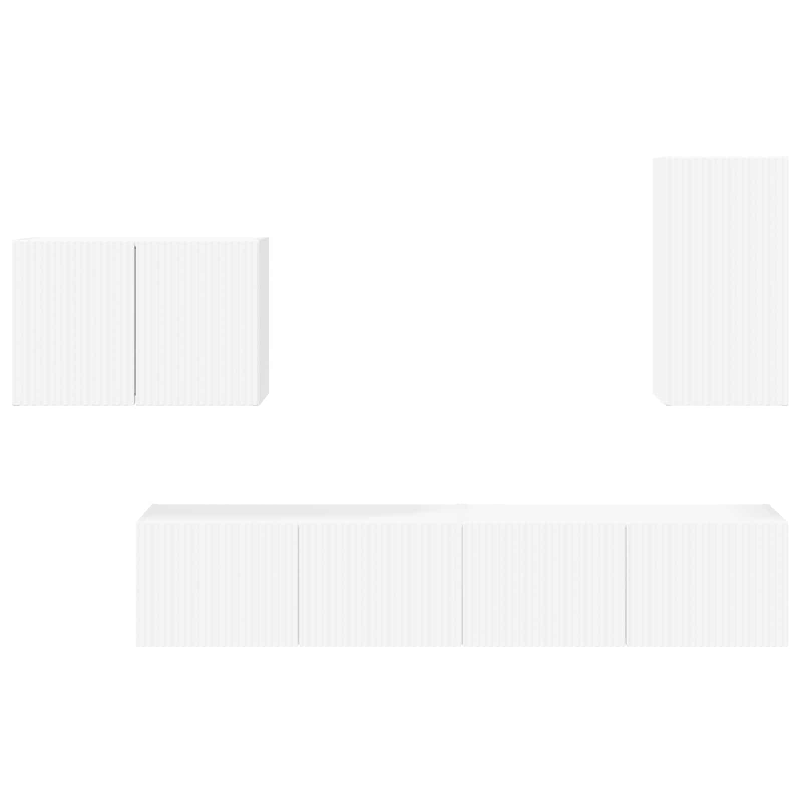 Ensemble de meuble TV mural 4 pc Blanc Bois d'ingénierie