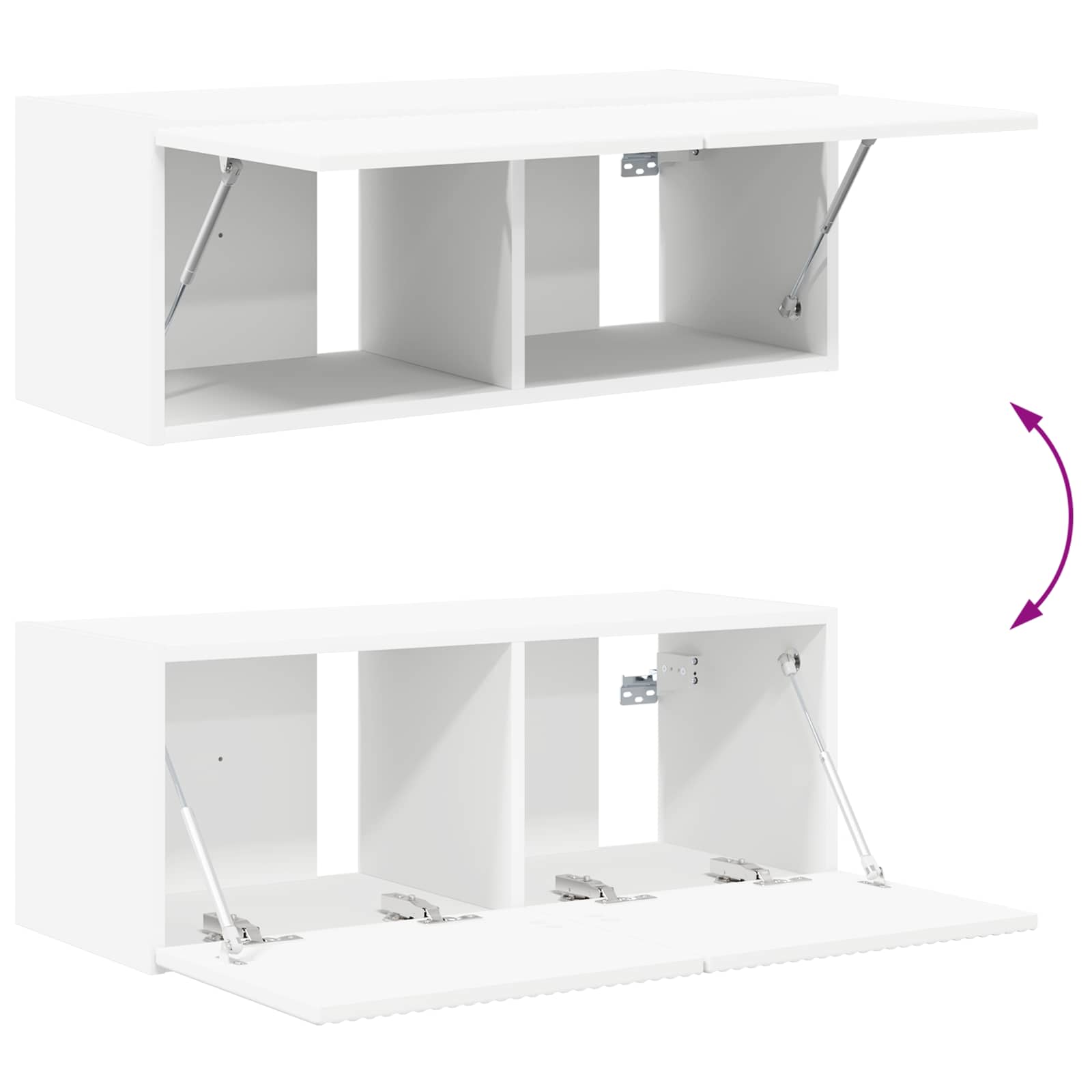 Ensemble de meuble TV mural 4 pc Blanc Bois d'ingénierie