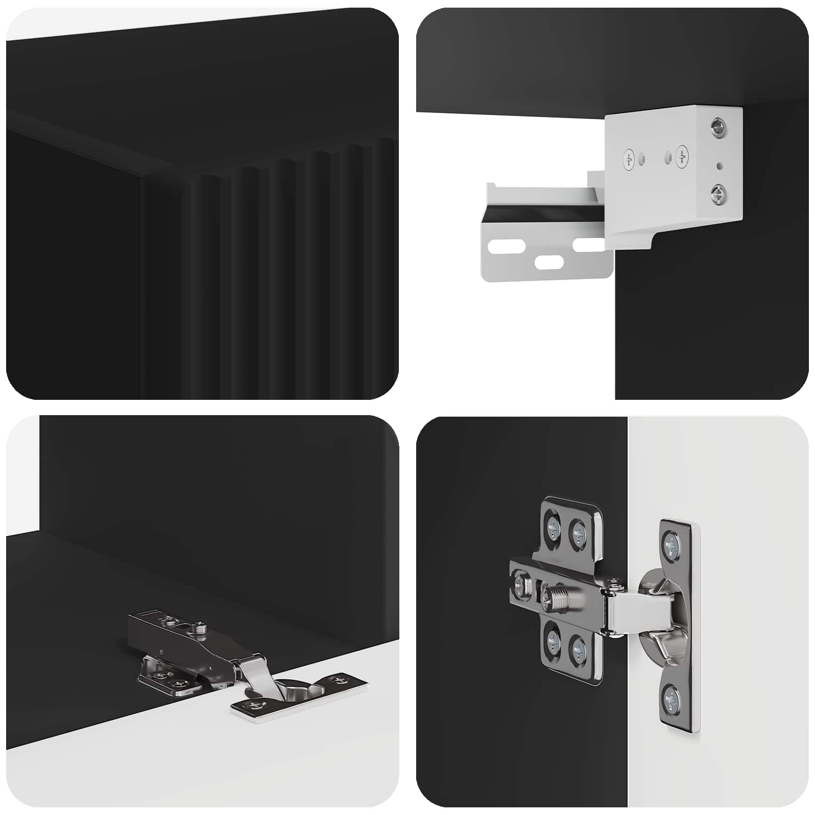 Ensemble de meuble TV mural 4 pcs Noir Bois d'ingénierie - XIOS