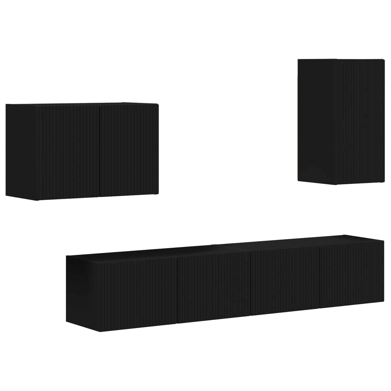 Ensemble de meuble TV mural 4 pcs Noir Bois d'ingénierie - XIOS