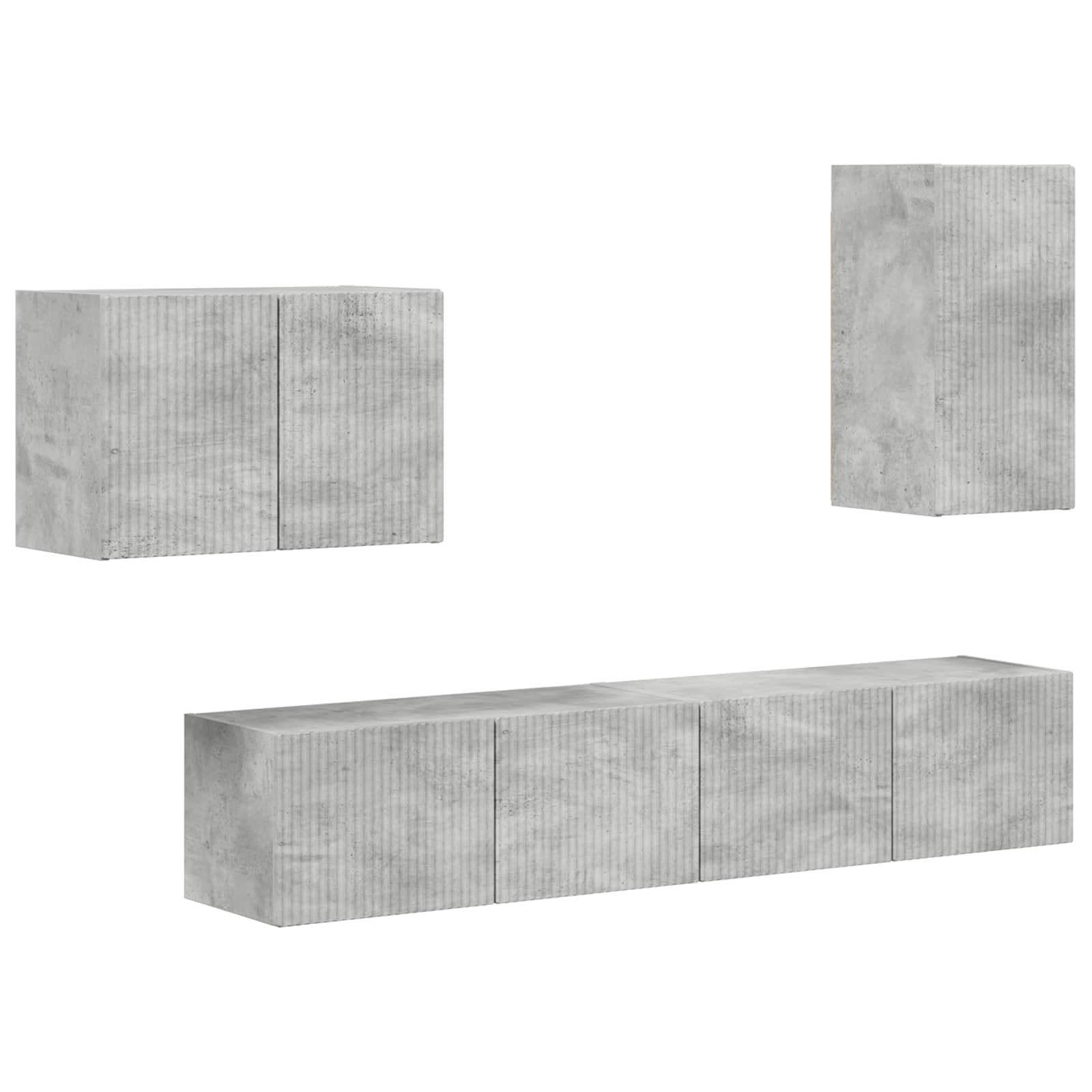 Ensemble de meuble TV mural 4 pcs Gris béton Bois d'ingénierie - XIOS