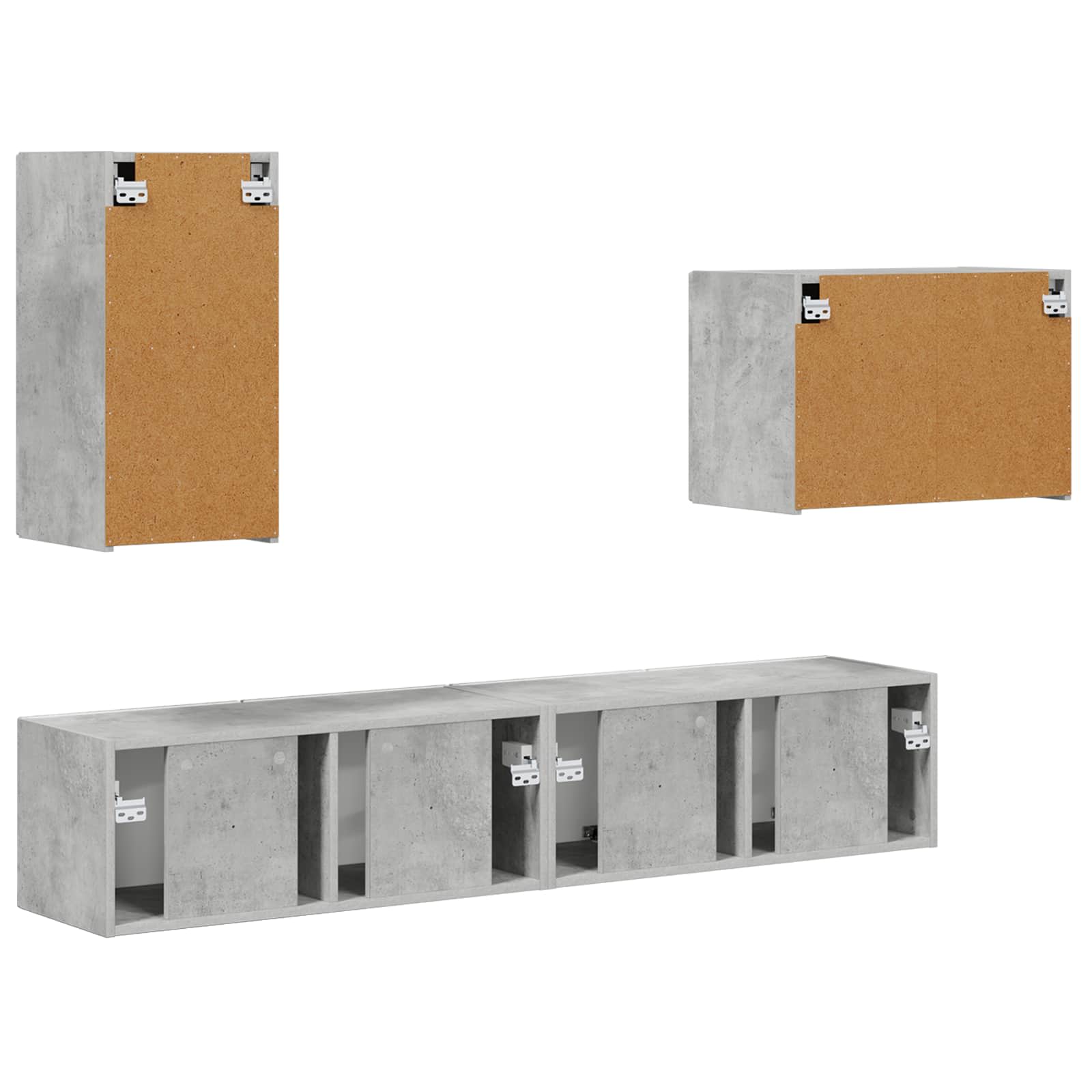 Ensemble de meuble TV mural 4 pcs Gris béton Bois d'ingénierie - XIOS