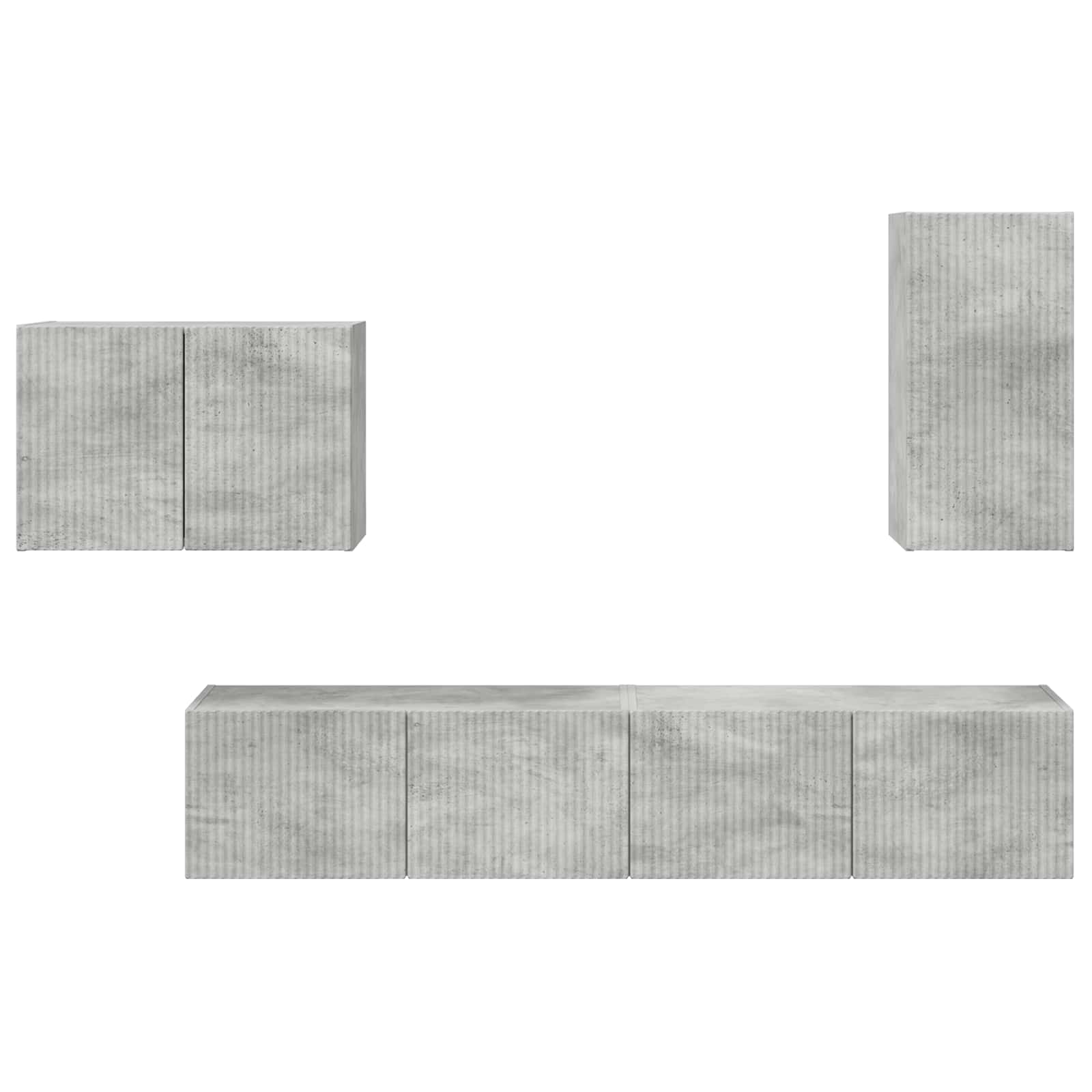 Ensemble de meuble TV mural 4 pcs Gris béton Bois d'ingénierie - XIOS